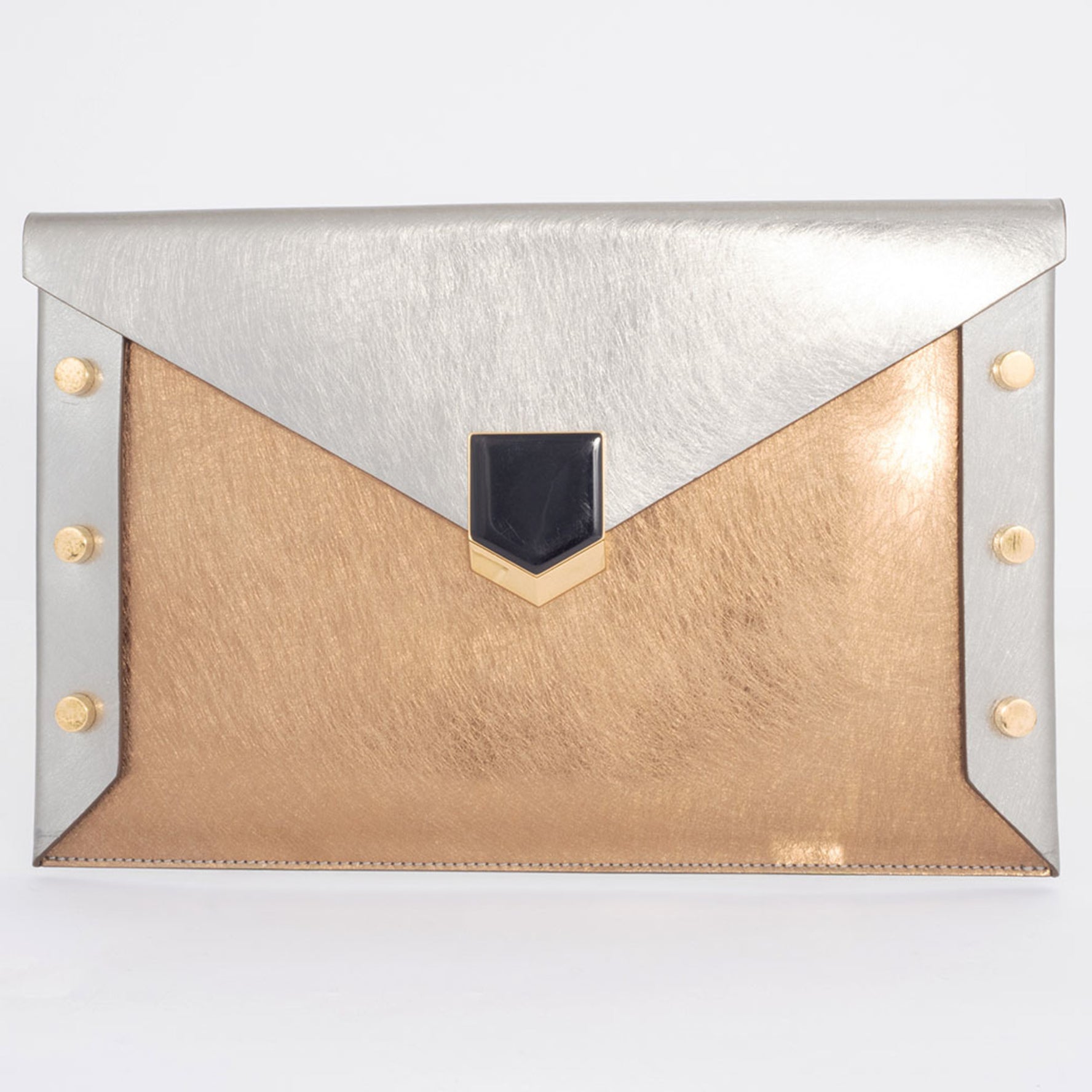 Jimmy Choo clutch bag, second leather, silver, gold, ladies'