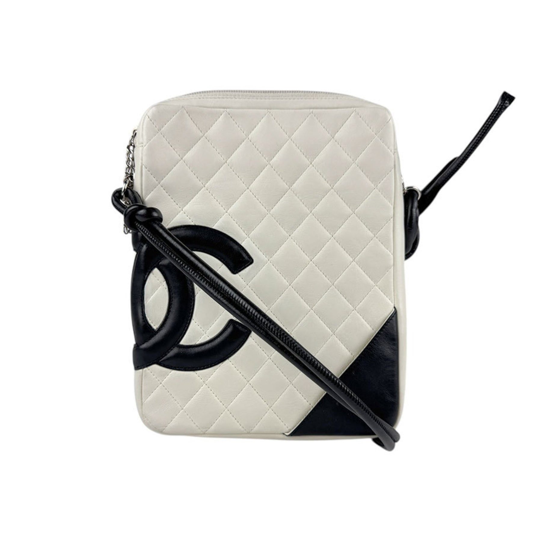 CHANEL Shoulder Bag Cambon Line Leather White x Black