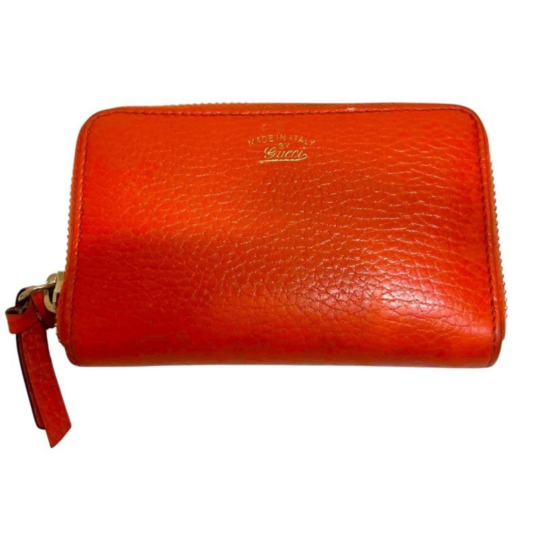 GUCCI Gucci Leather Coin Case Orange Red Swing Zippy JA-23486