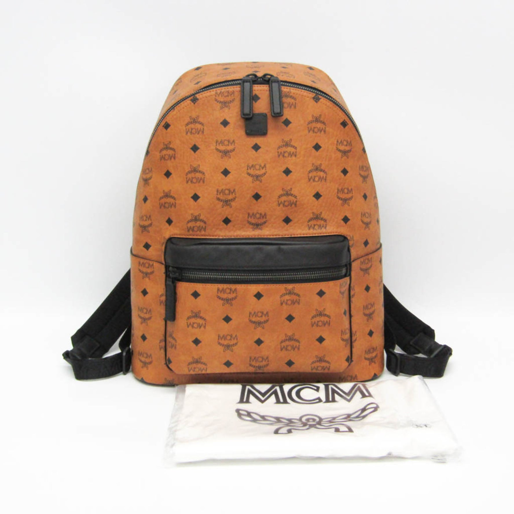 MCM Visetos Women,Men Leather Backpack Black,Brown