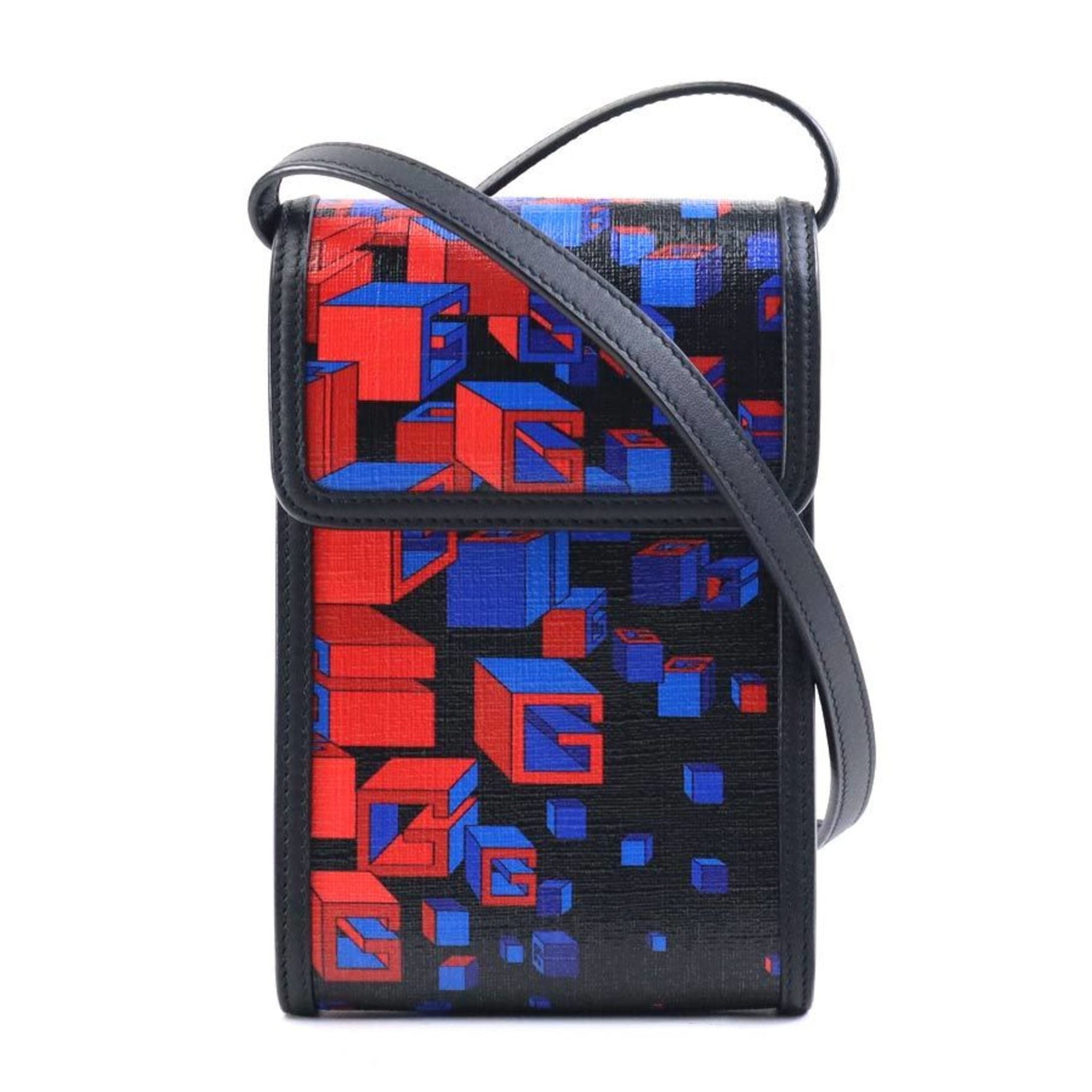 GUCCI Shoulder Bag Pochette Leather Black Blue Red Men Women e58934a