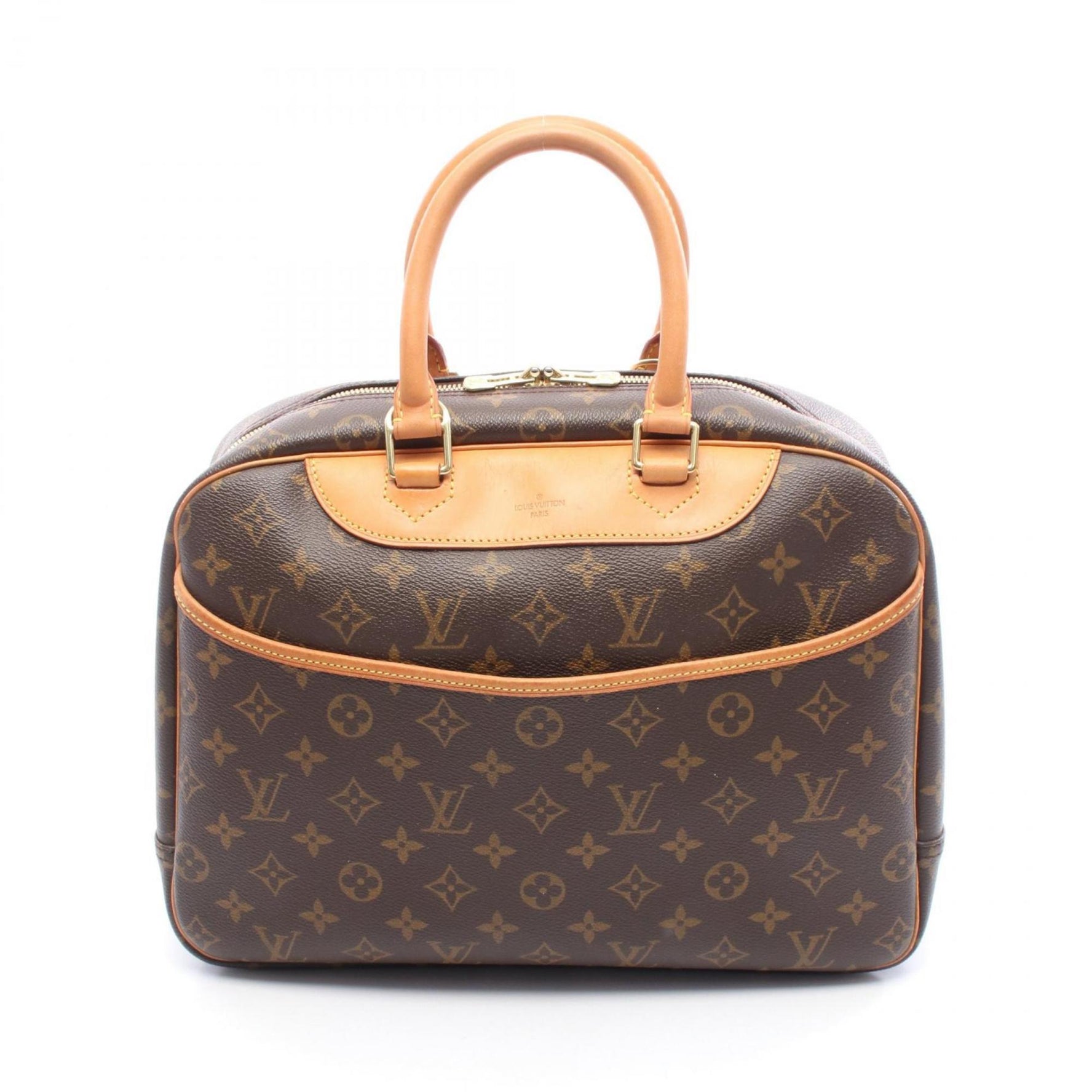 Louis Vuitton Deauville Bowling Vanity Handbag in Coated Canvas and Leather with Monogram Design, Brown