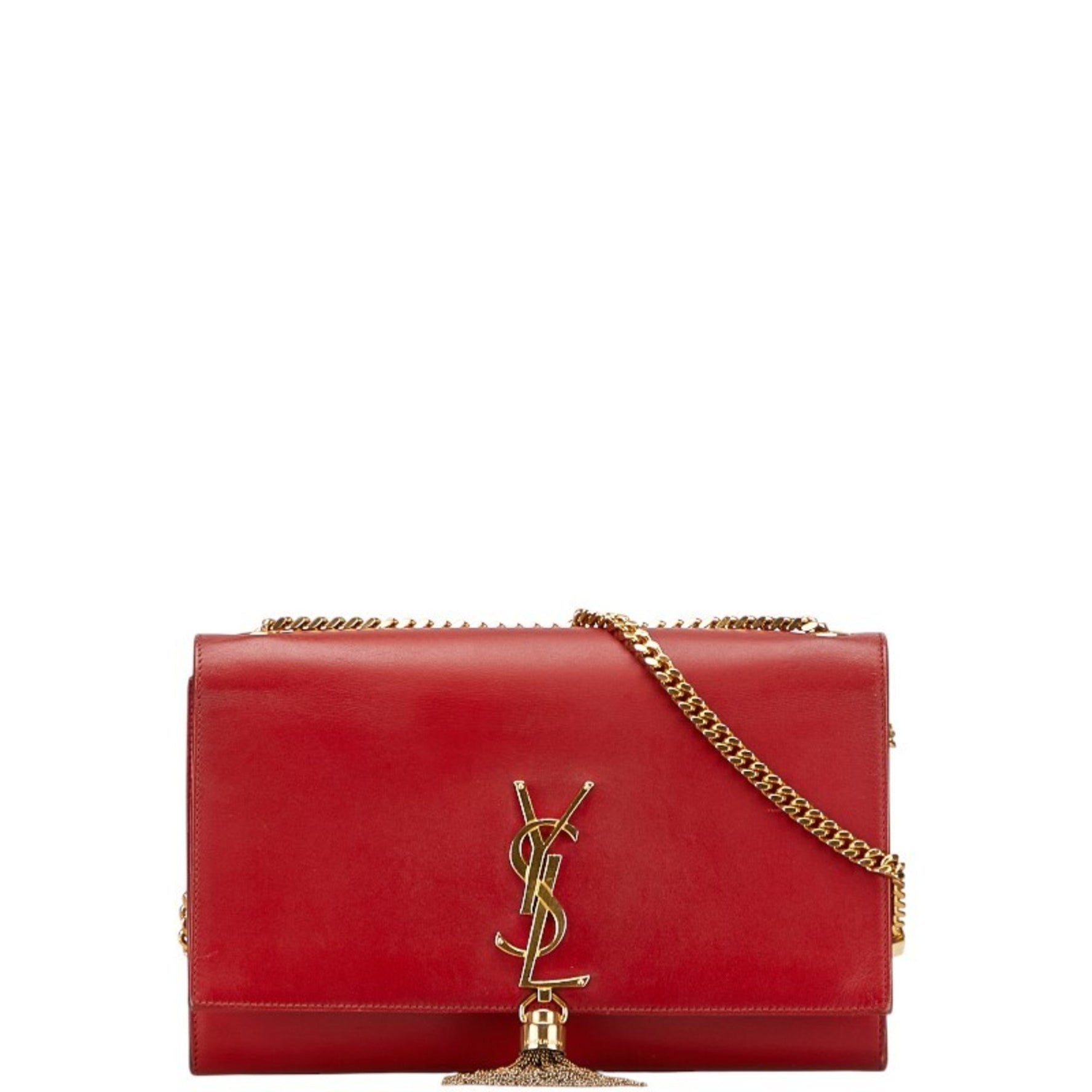 Saint Laurent Kate Medium Tassel Chain Shoulder Bag Red Leather SAINT LAURENT