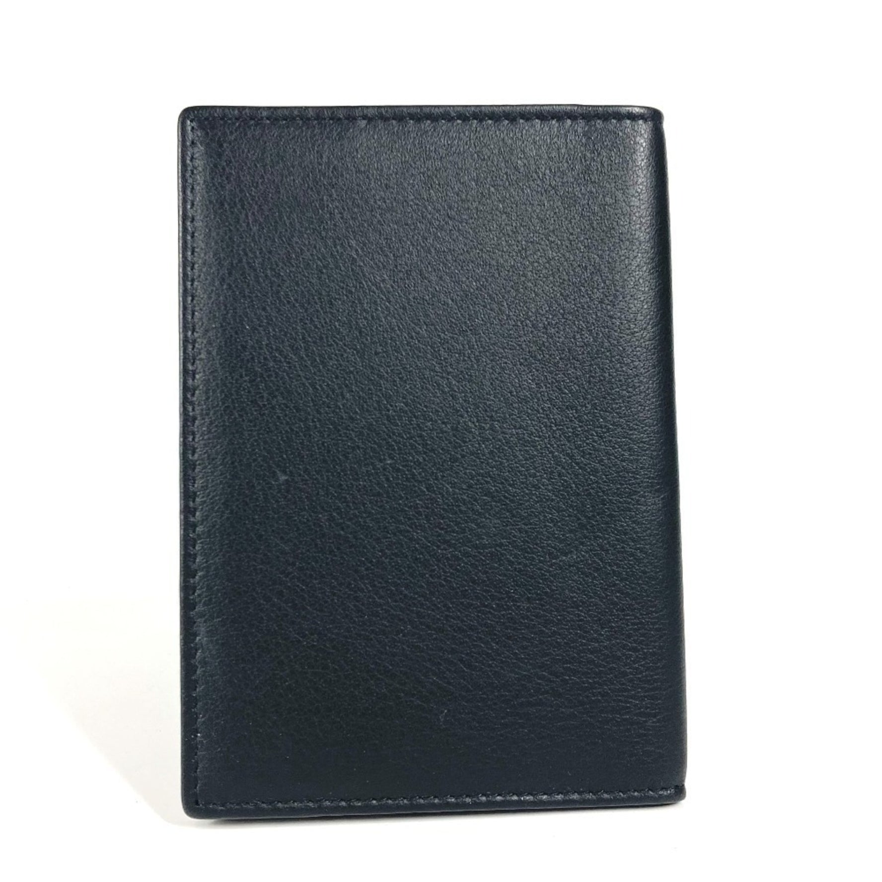BALENCIAGA Everyday Logo Passport Cover Stationery Bi-fold Case Leather Men's Women's Black