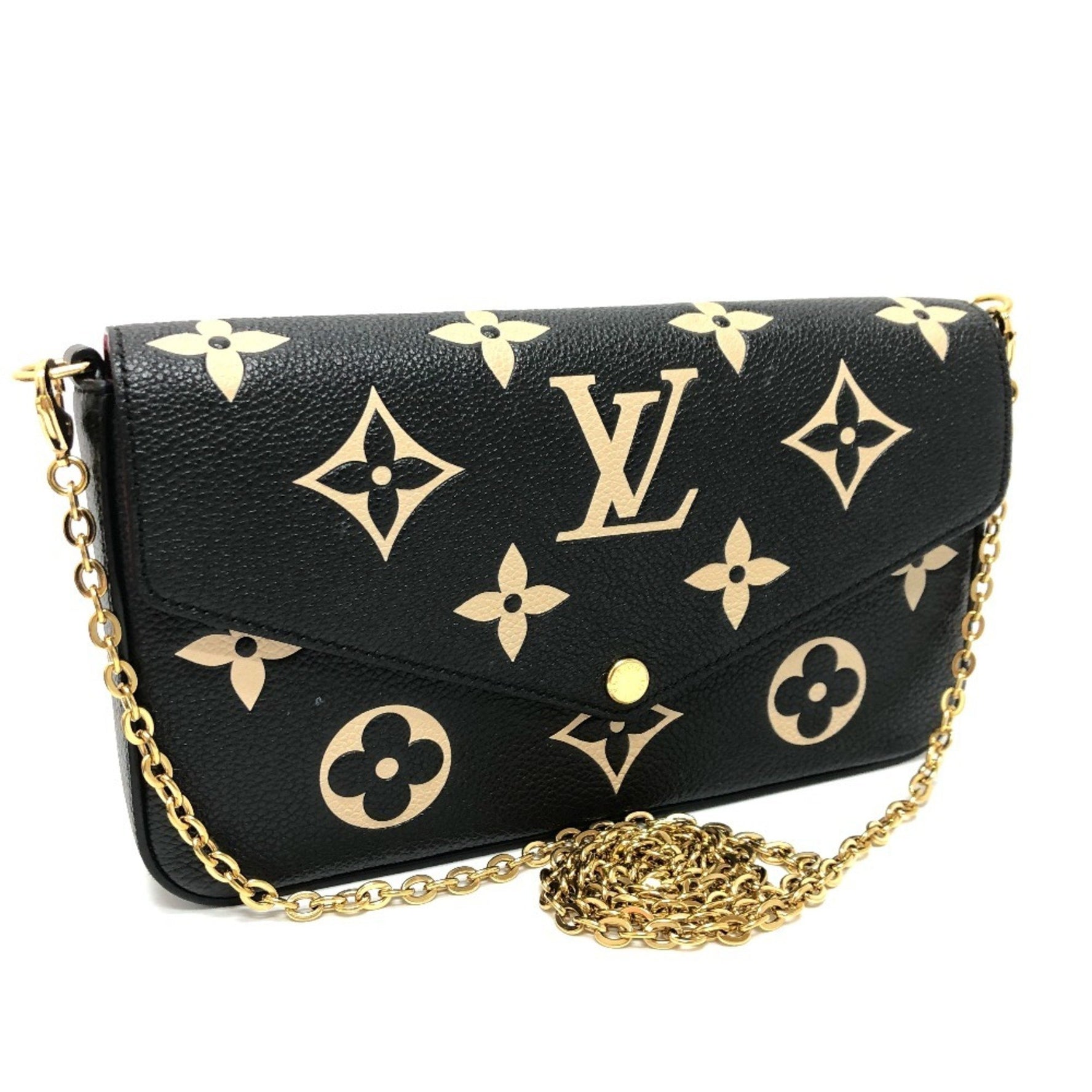 LOUIS VUITTON M80482 Monogram Empreinte Pochette Felicie Chain Wallet Shoulder Bag Long Leather Women's Black