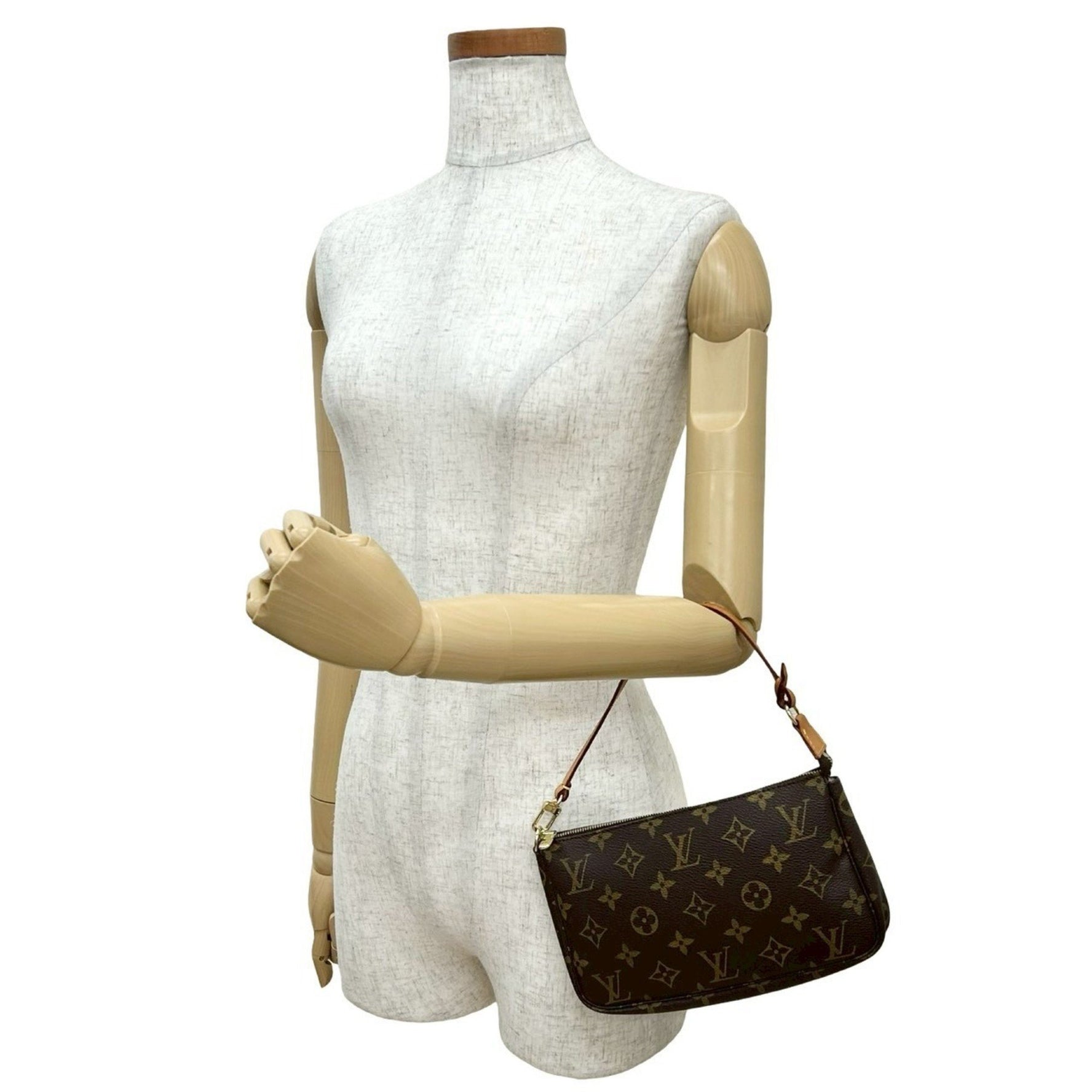 LOUIS VUITTON Pochette Accessoires Monogram Leather Mini Handbag Pouch