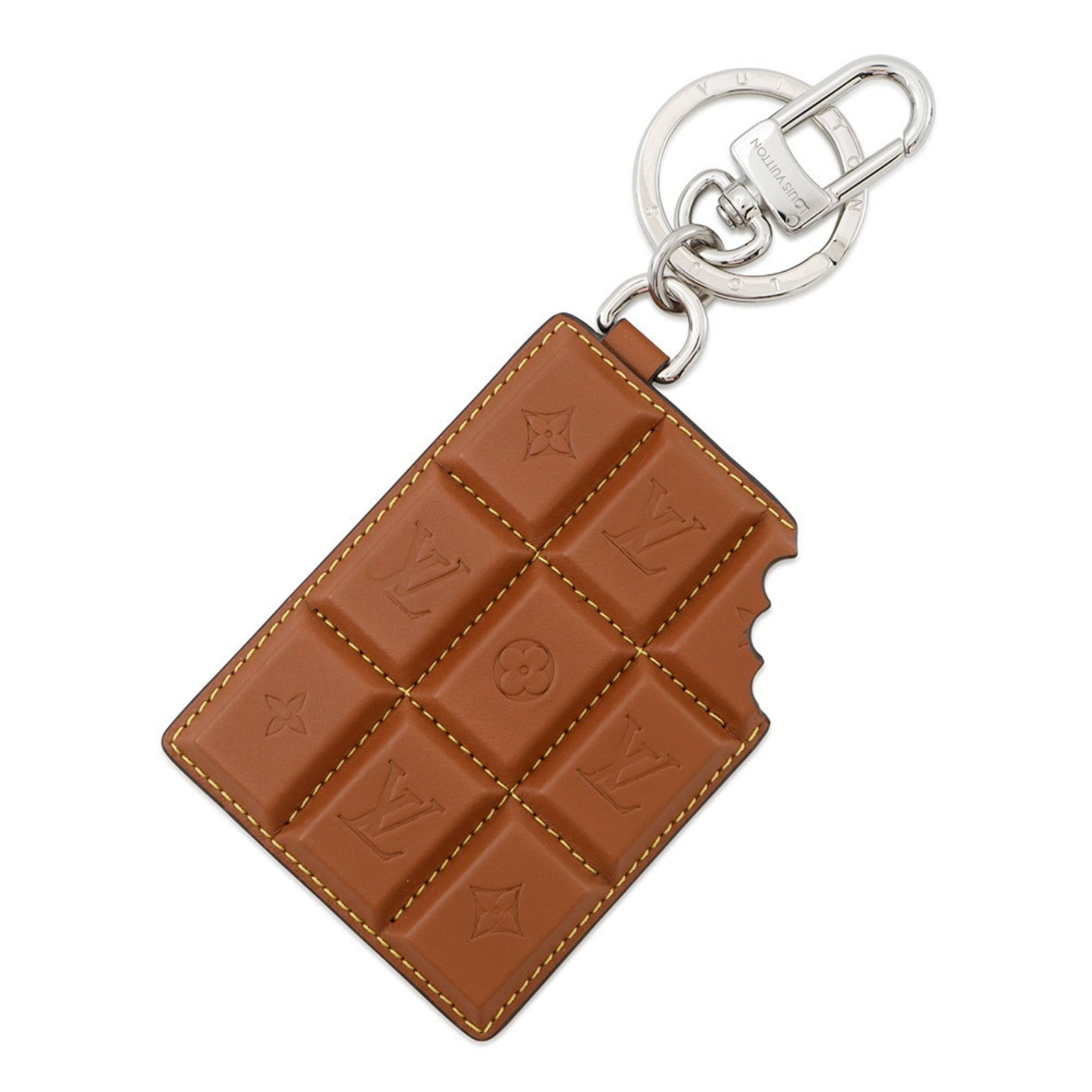 Louis Vuitton Monogram Leather Bag Charm LV Chocolate Bar LOUIS VUITTON Keychain