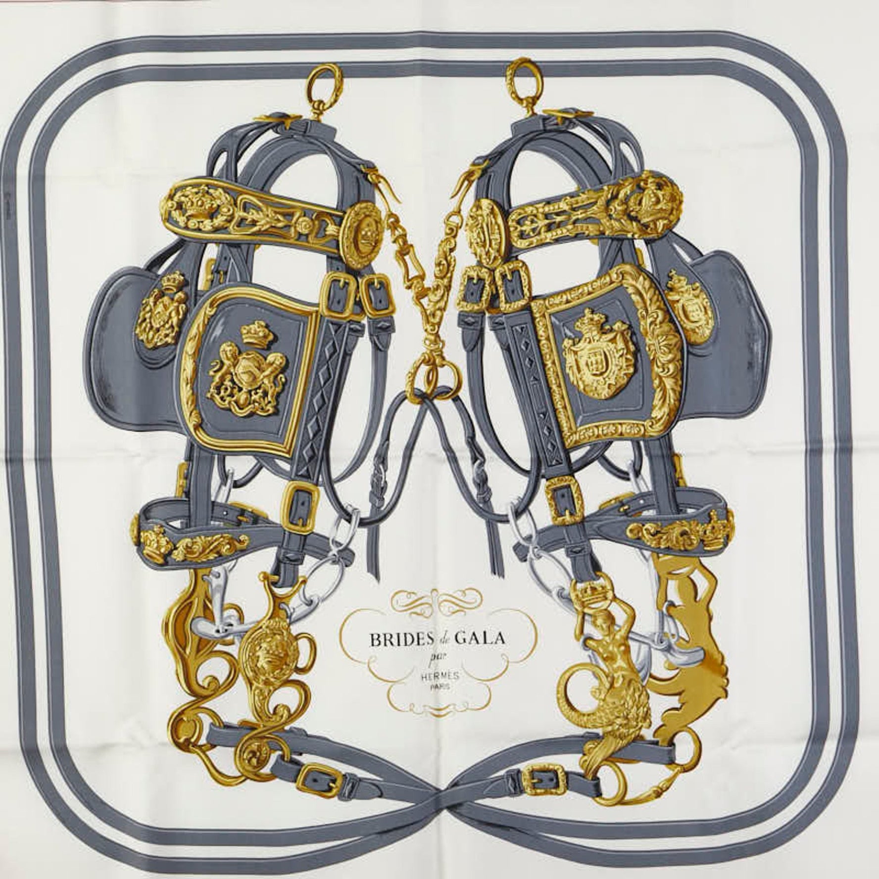 Hermes Carre 90 BRIDES de GALA Ceremonial Bridle Scarf Muffler Pink Multicolor Silk Women's HERMES