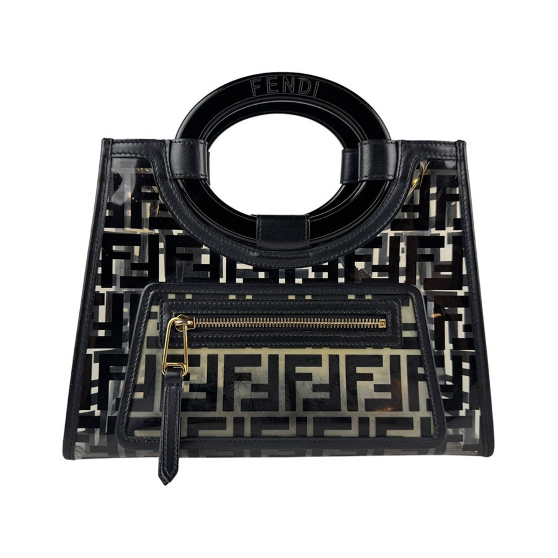 Fendi Runaway Shopper Handbag Shoulder Bag, Plastic, Black/Clear