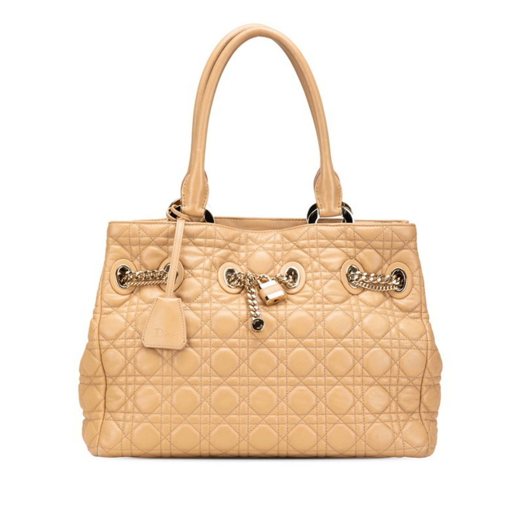 Christian Dior Dior Cannage Lady handbag tote bag in brown and beige lambskin .