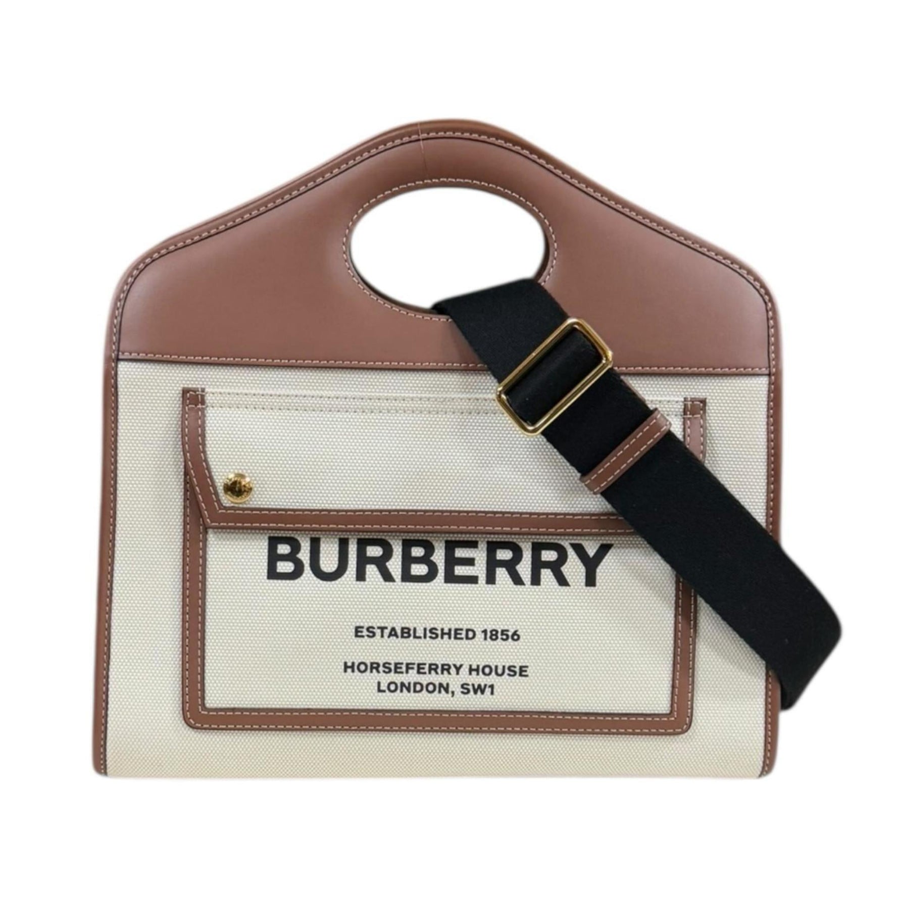 Burberry Pocket Shoulder Bag Canvas Beige