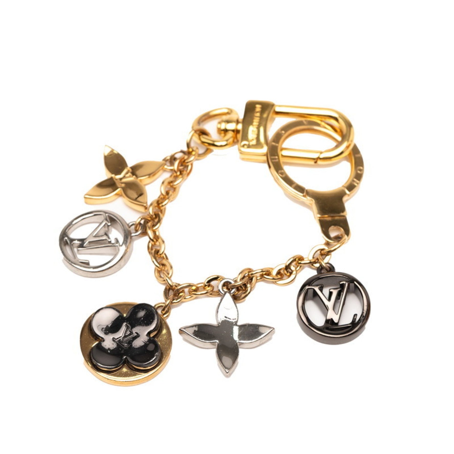 Louis Vuitton Chain Blossom Dream Charm Keychain Bag Gold and Silver Plated Metal LOUIS VUITTON