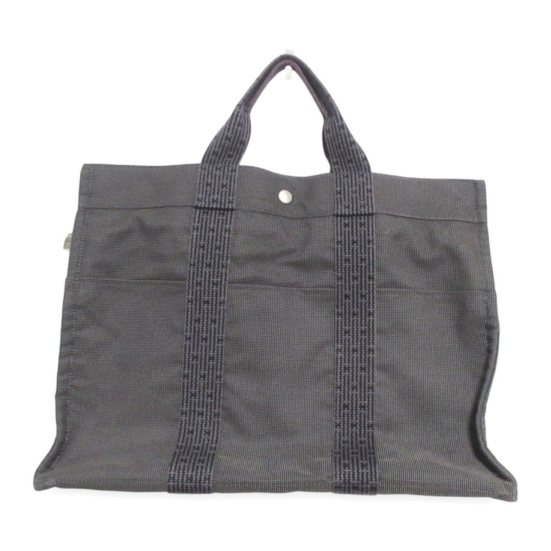 HERMES Hermes Air Line Canvas Tote Bag MM Gray Men's Women's