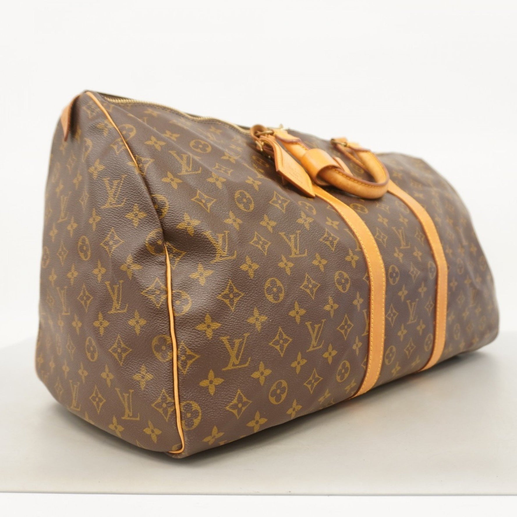 Louis Vuitton Monogram Keepall 55 Boston Bag M41424 Brown Men's and Women's
