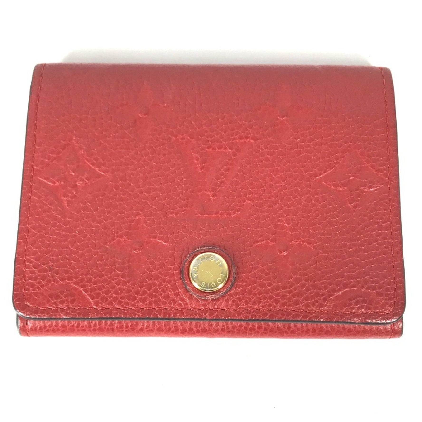 LOUIS VUITTON M58457 Monogram Empreinte Envelope Carte de Visite Bifold Business Card Case/Pass Case/Card Case in Leather, Women's, Cerise Red