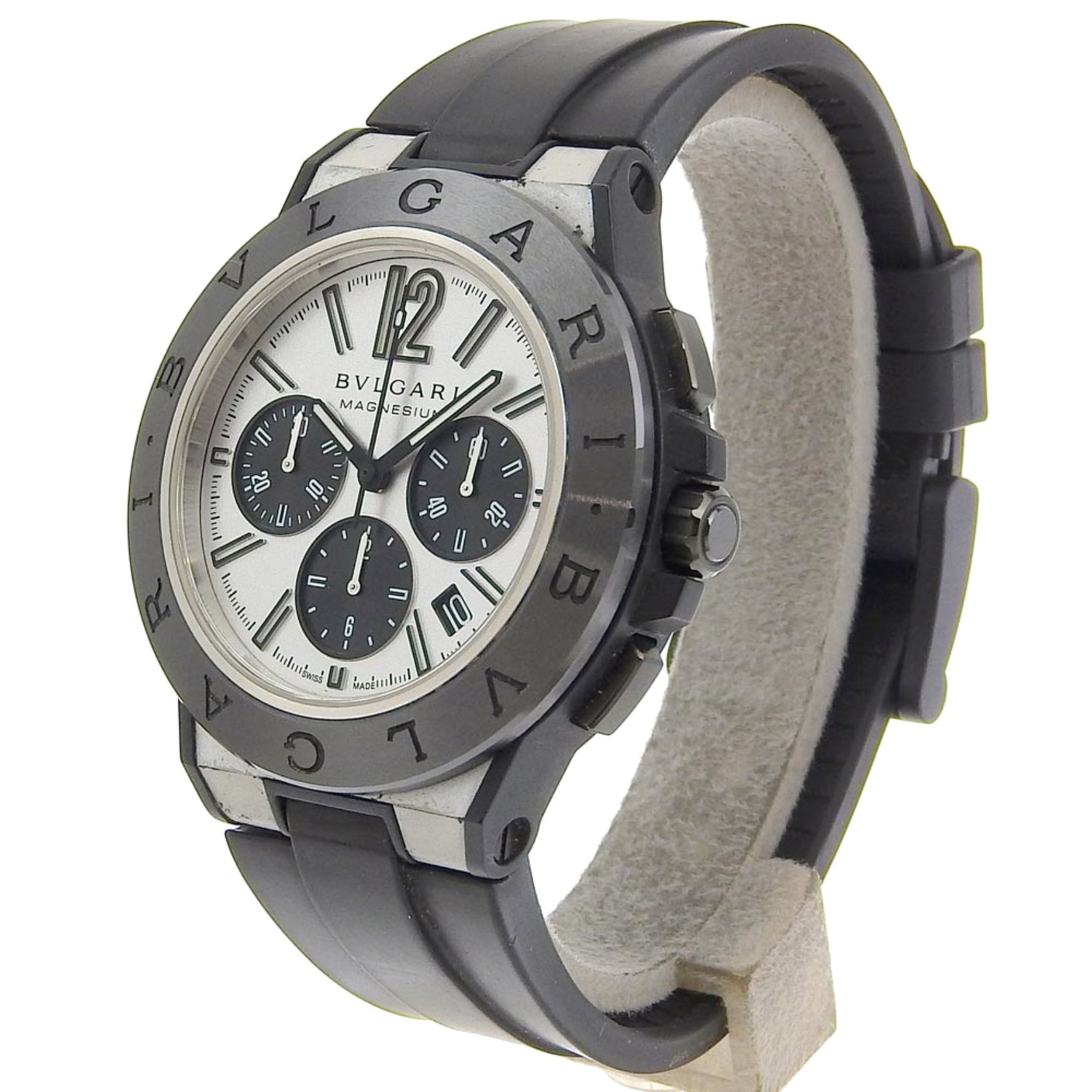 Bvlgari Diagono Magnesium Chronograph Watch Rubber and Automatic with Silver Dial