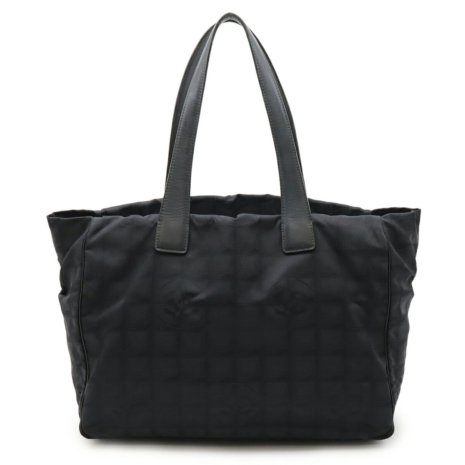 CHANEL New Travel Line Tote MM Bag Shoulder Nylon Black
