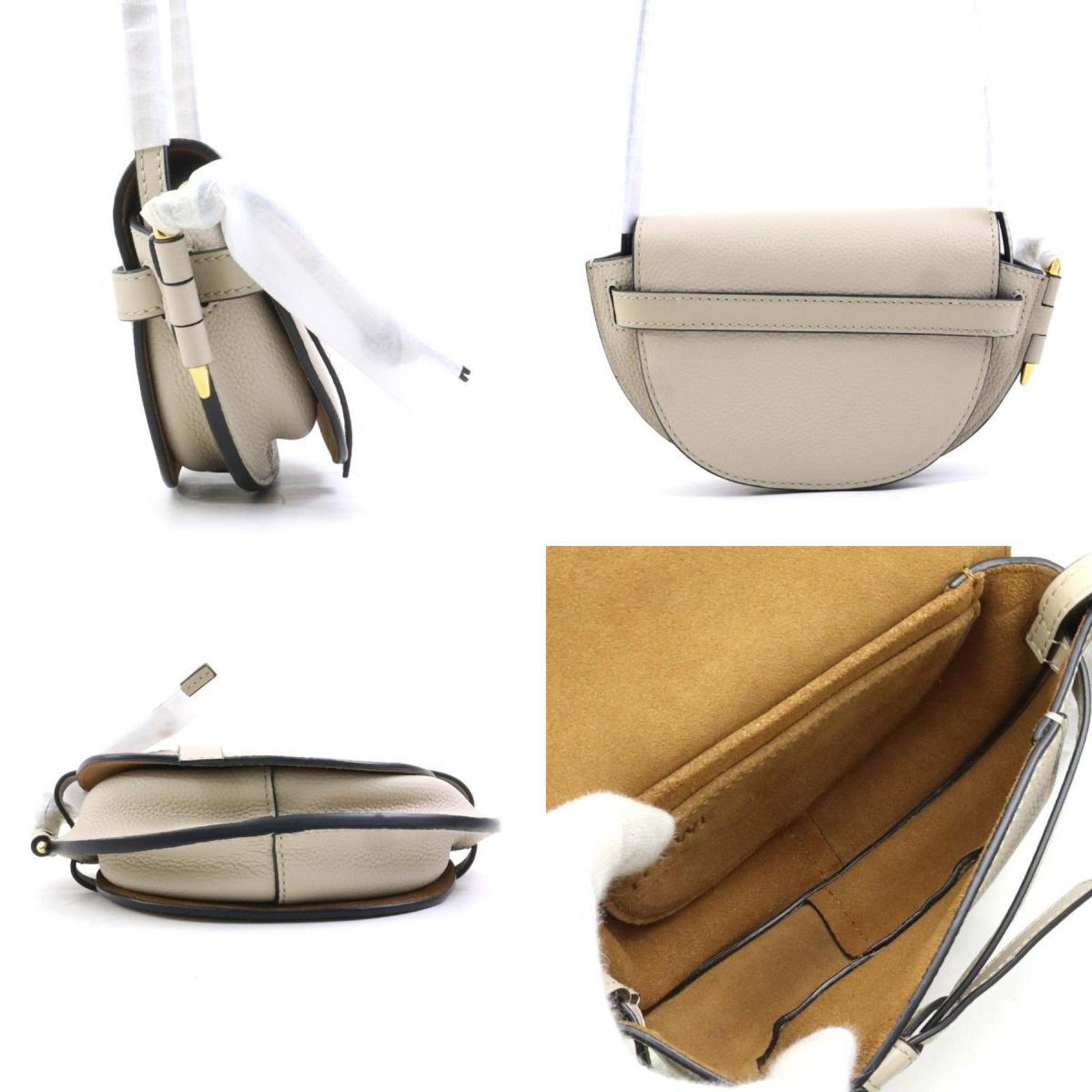LOEWE Gate Mini Shoulder Bag in Greige Leather, Women's, H31456G
