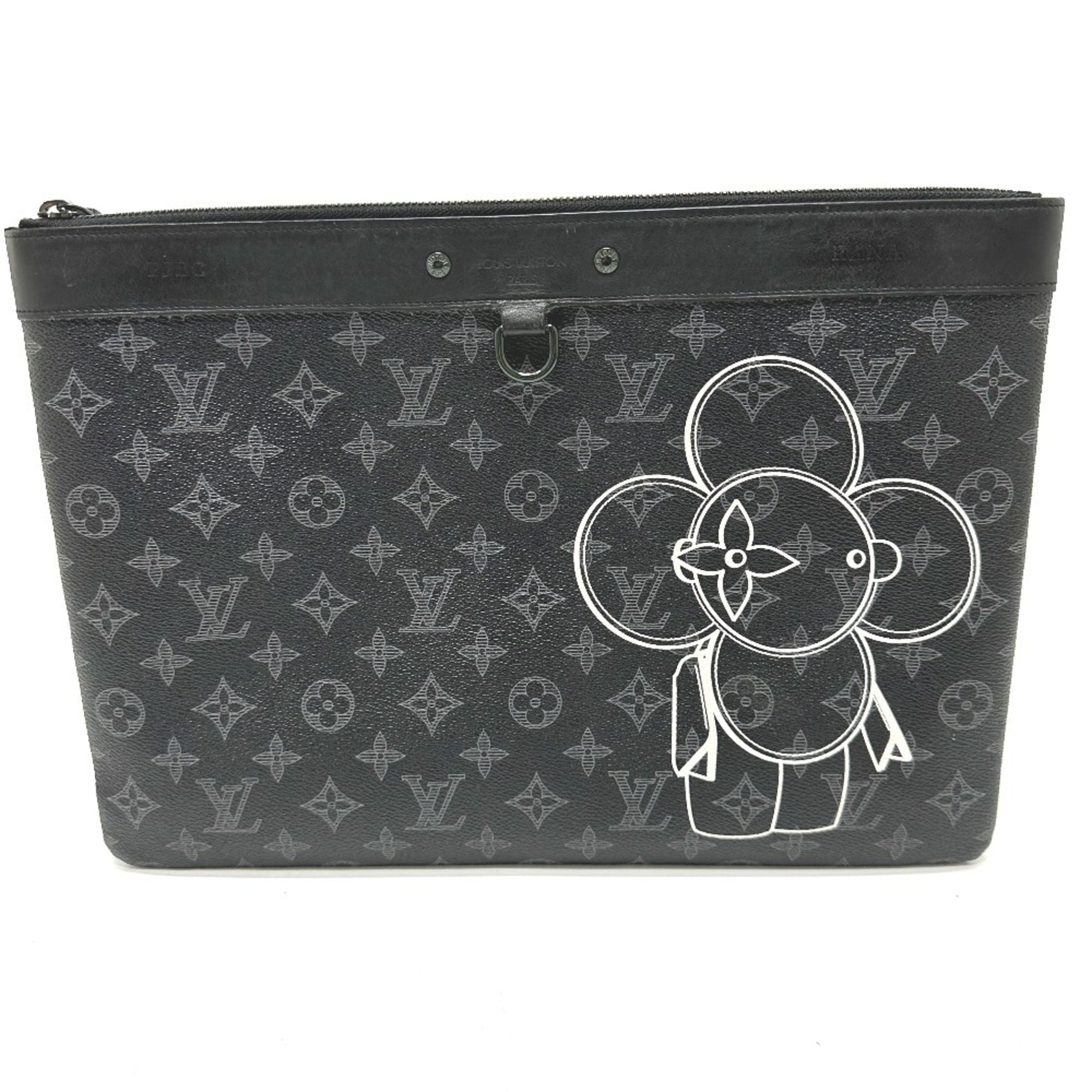 LOUIS VUITTON M52904 Monogram Eclipse Pochette Apollo Vivienne Clutch Bag in Canvas, Men's, Black