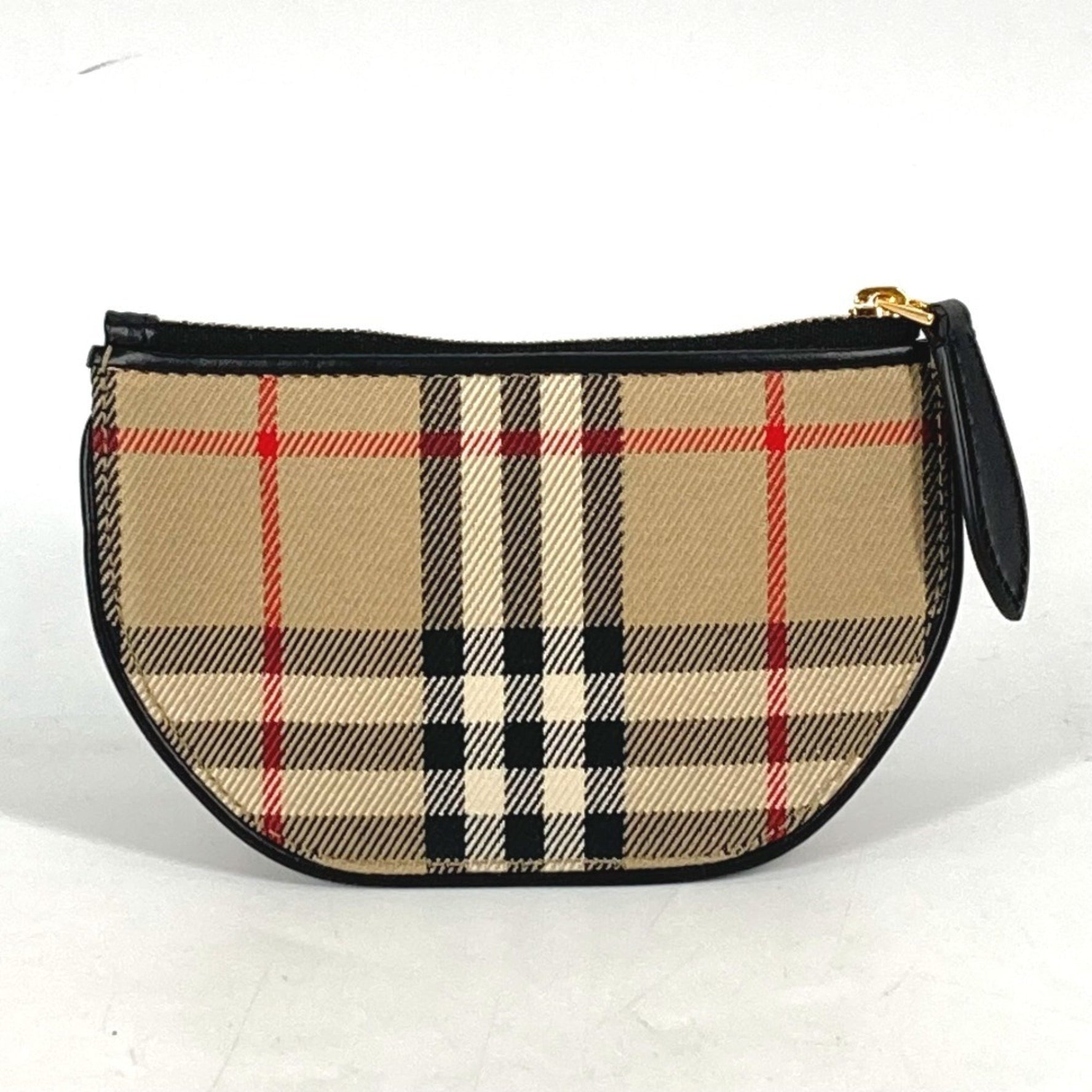 BURBERRY Coin Purse Wallet Olympia Check Wallet/Coin Case Leather Canvas Women's Beige