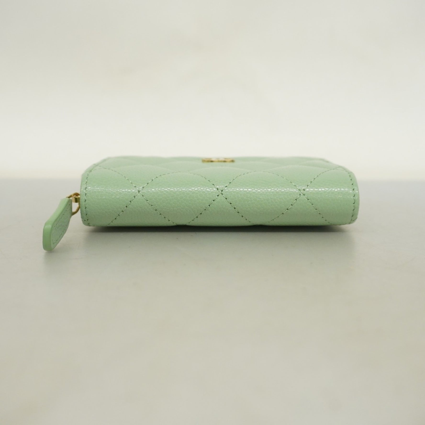 Chanel Matelasse Wallet/Coin Case in Mint and Champagne Caviar Leather