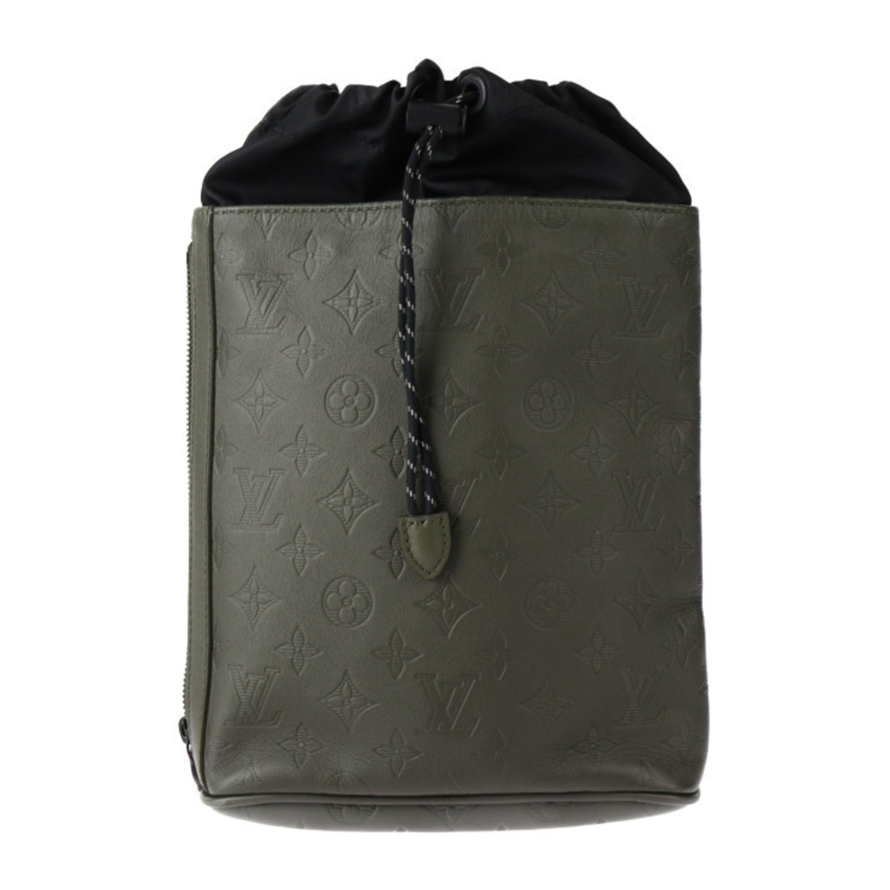 Louis Vuitton Chalk Sling Bag Monogram Shadow Shoulder Leather Khaki Black Crossbody