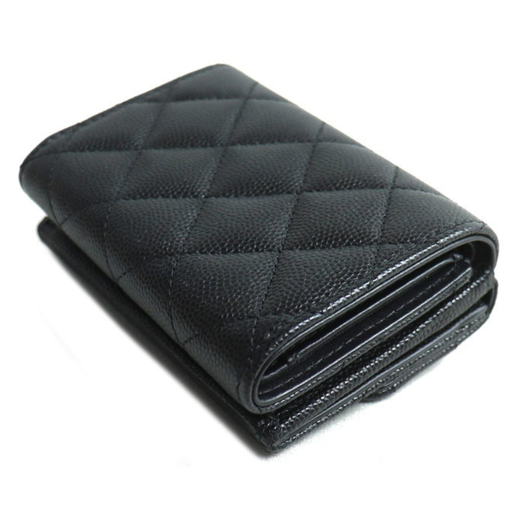 CHANEL Matelasse Caviar Skin Compact Wallet, Tri-fold