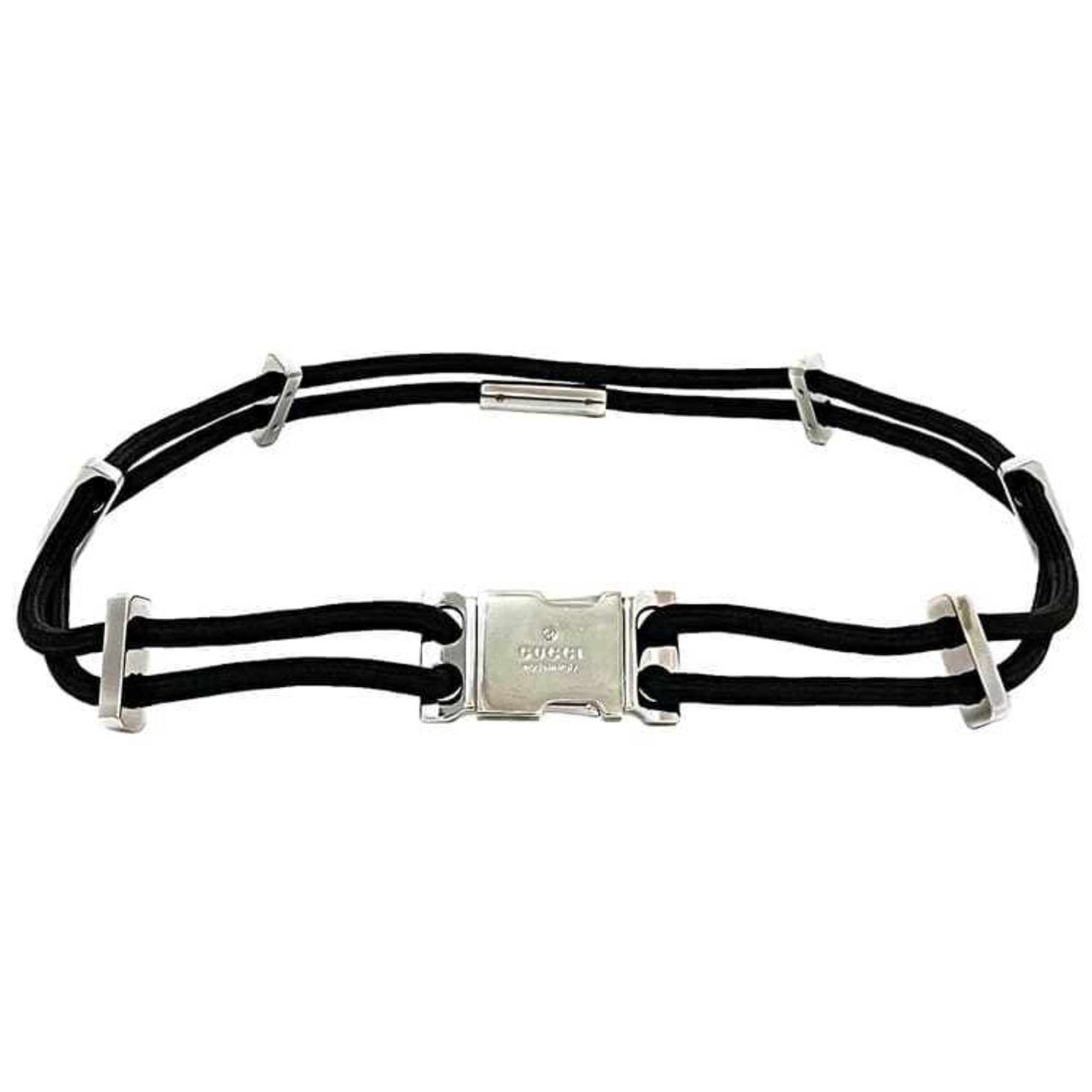 Gucci Wire Belt ec-23105 Black 83cm Polyester Metal GUCCI Waist Buckle Double