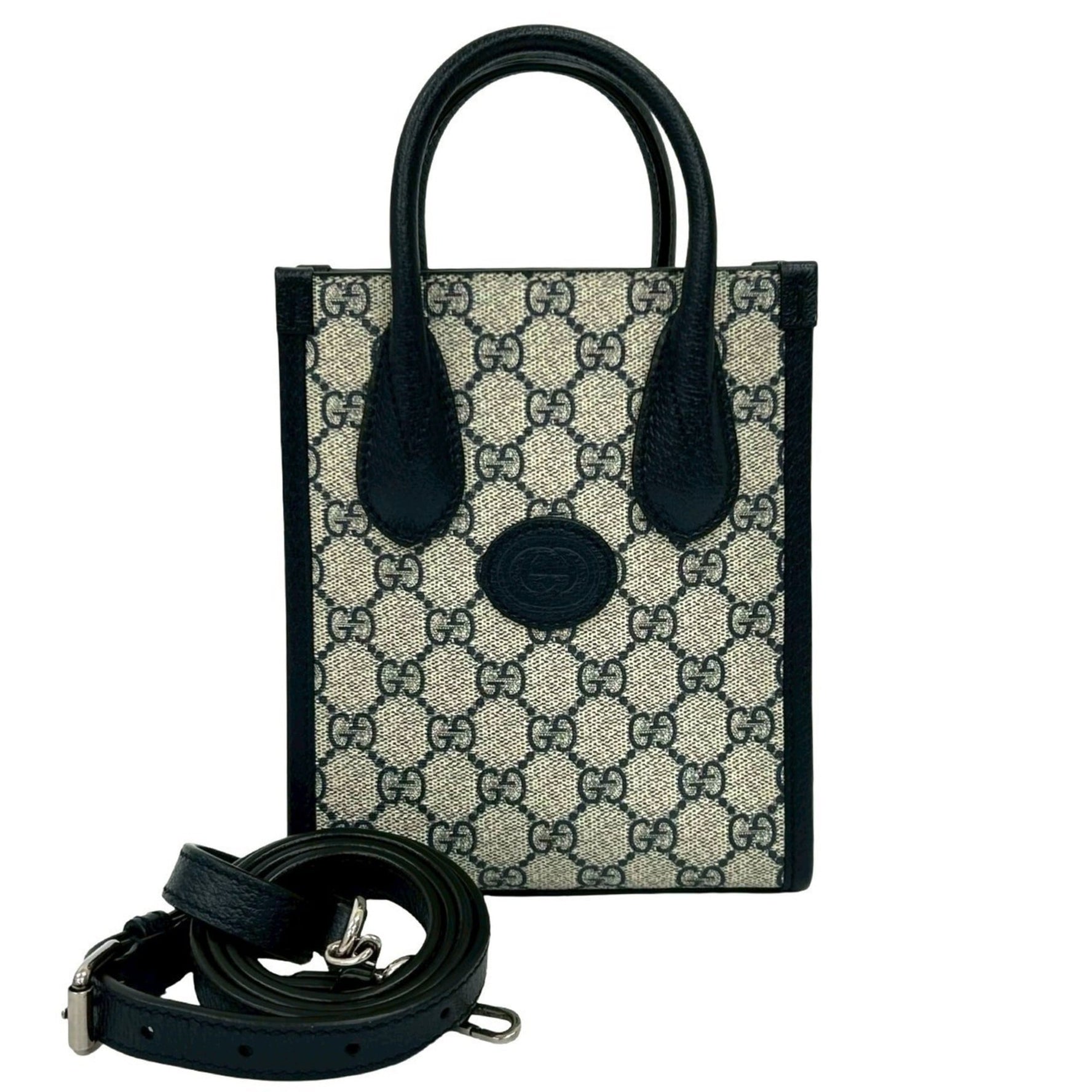 Unused, stored GUCCI Interlocking G GG Supreme leather handbag/shoulder bag