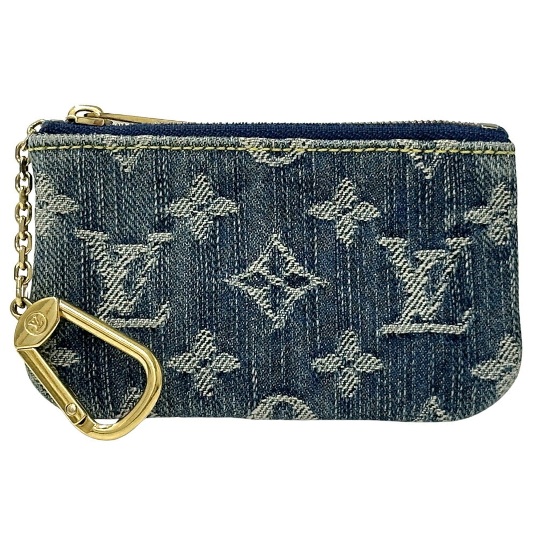 Louis Vuitton Wallet Monogram Denim Men's Coin Case Pochette Cle Blue Pouch Mini