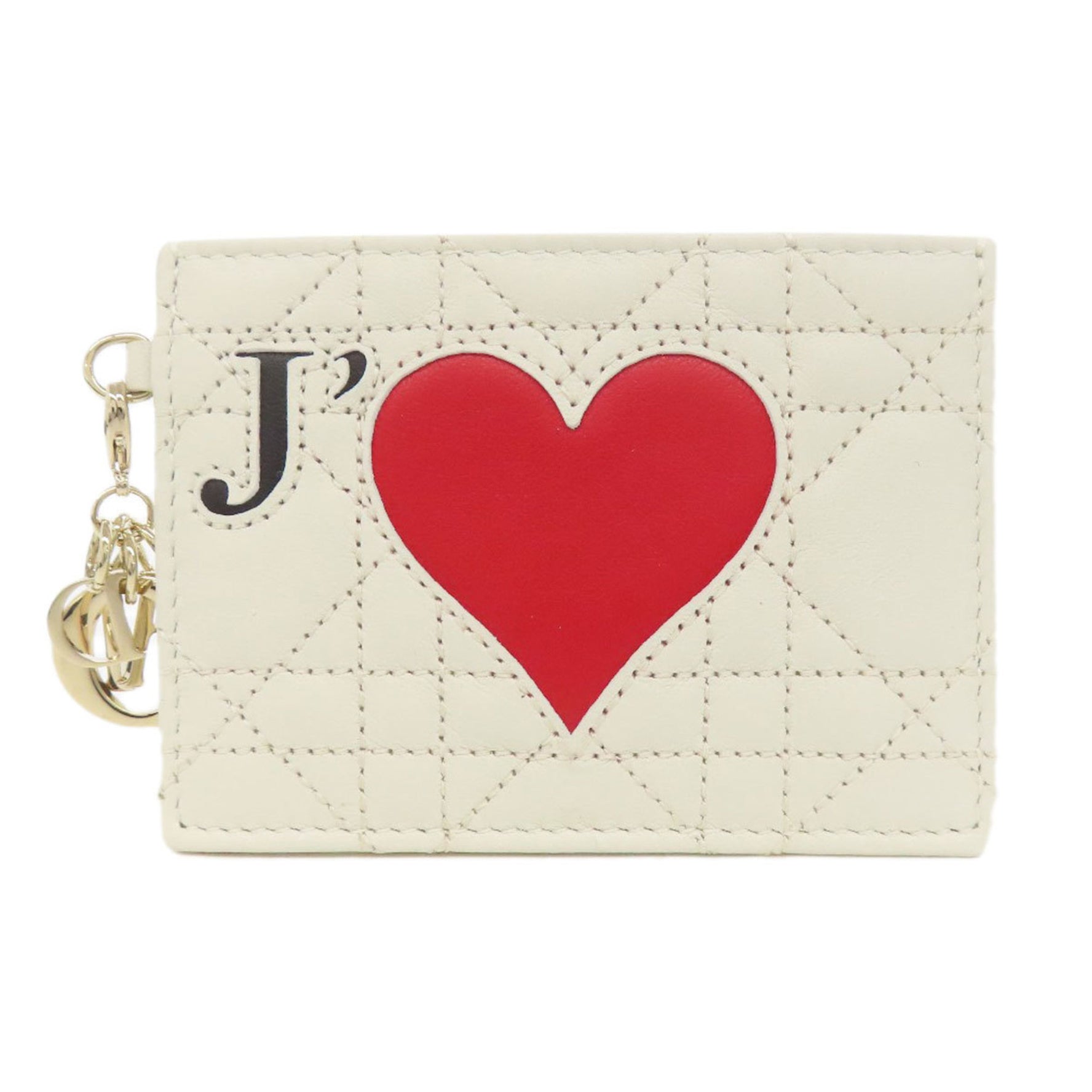 Christian Dior Heart Lady Business Card Holder/Card Case Leather