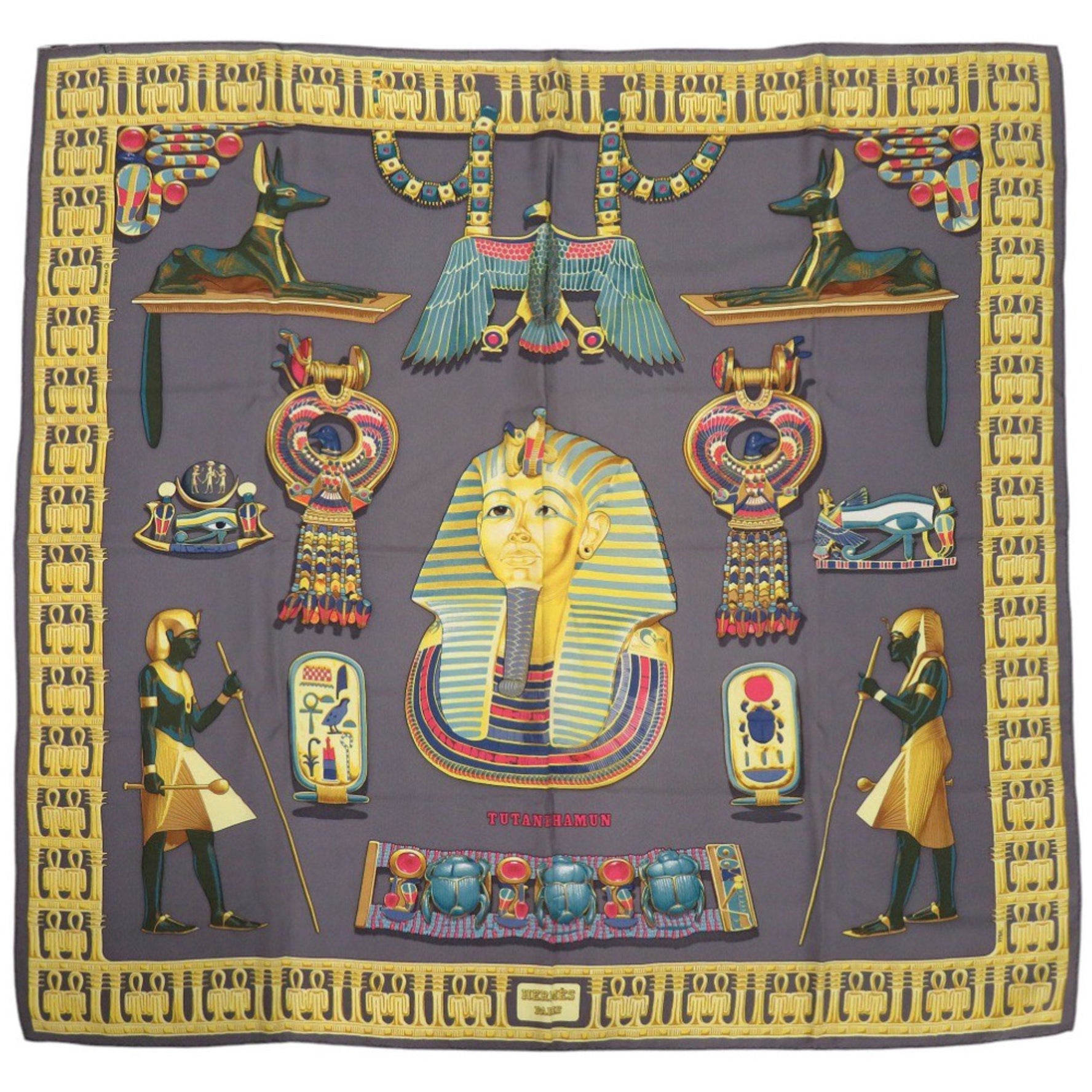 Hermes Carré 90 Tutankhamun Silk Scarf Muffler 0123