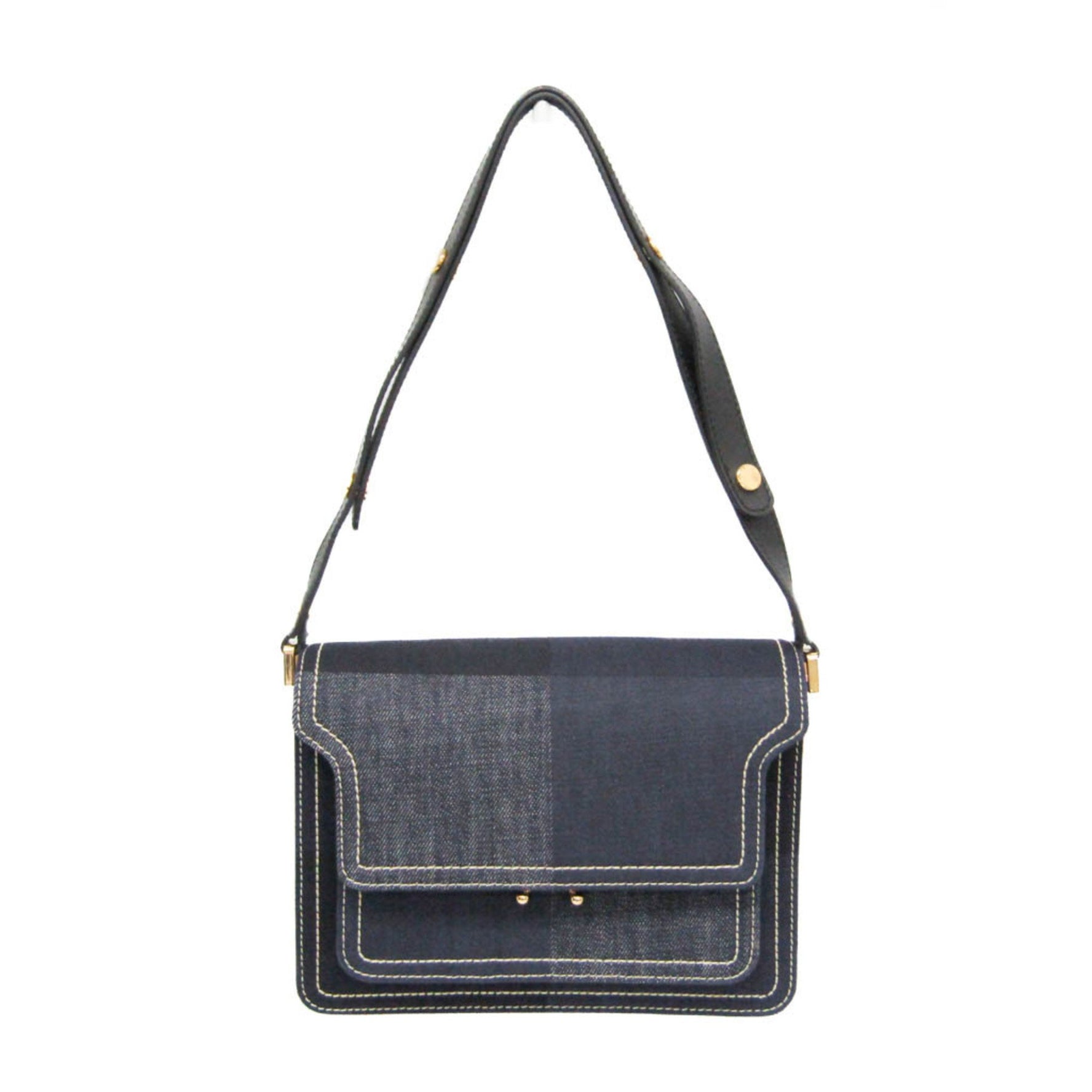 Marni Trunk Bag Women's Denim Shoulder Bag Black,Navy