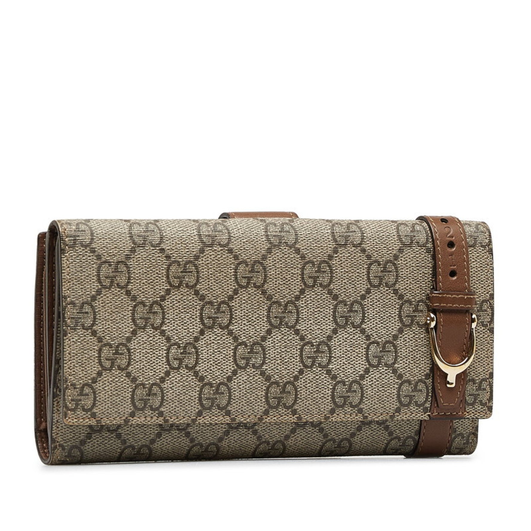 Gucci GG Supreme Bi-fold Wallet Beige Brown PVC Leather Women's GUCCI