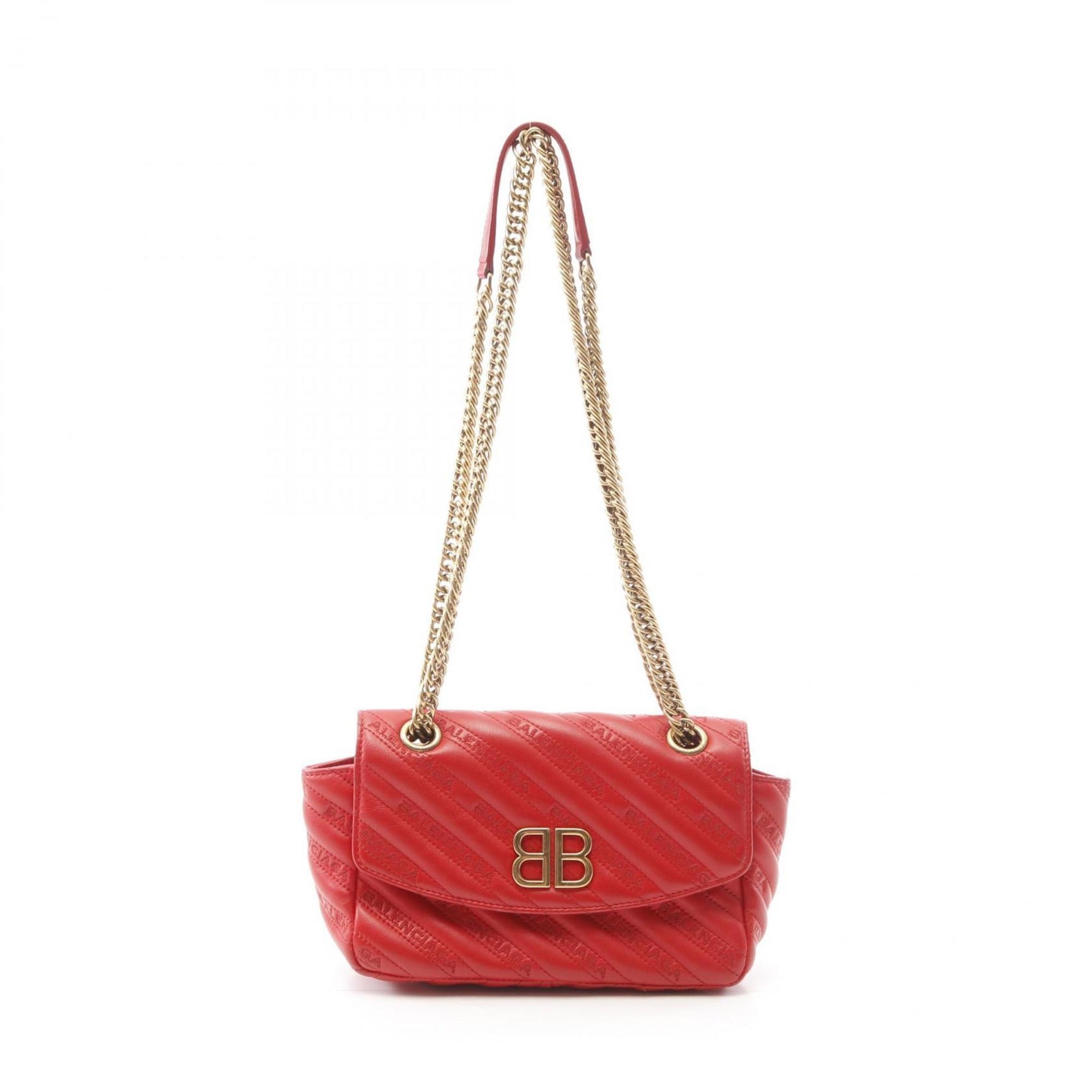 Balenciaga BB logo shoulder bag, leather, red