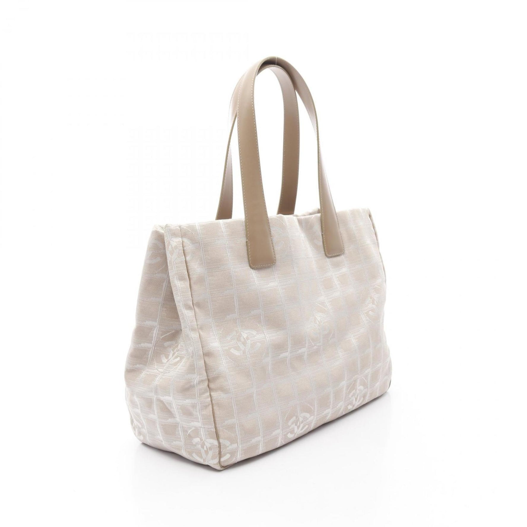 CHANEL New Travel Line MM Tote Bag, Leather, Nylon Canvas