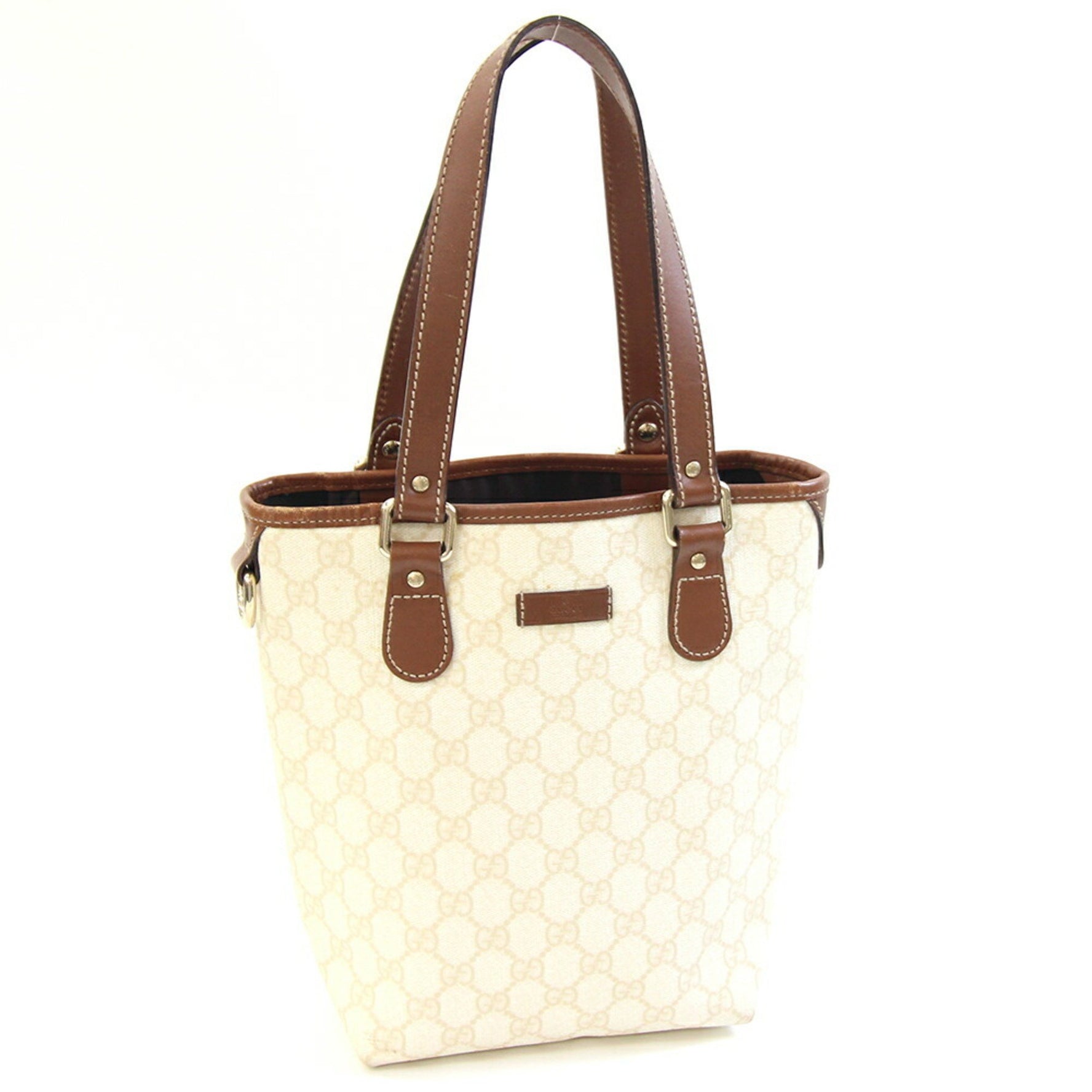 Gucci GG Supreme handbag ivory brown PVC leather bucket bag