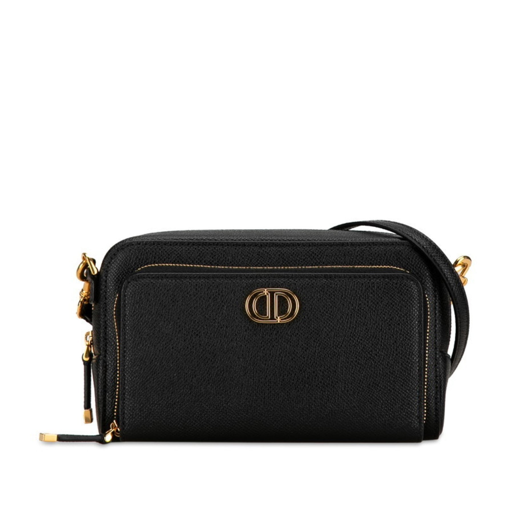 Christian Dior Dior Caro Double Pouch Shoulder Bag Leather