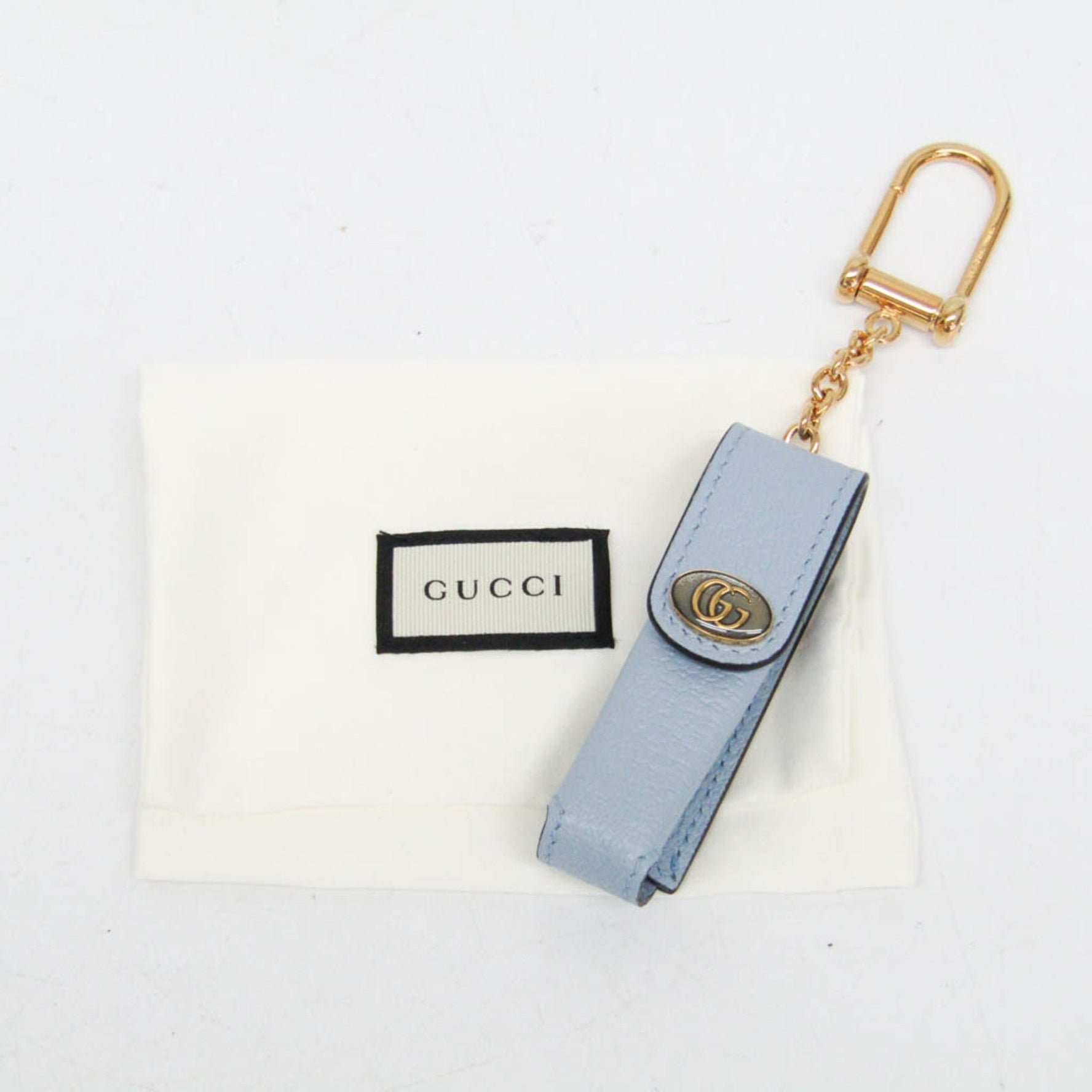 Gucci Lipstick Holder Keyring (Gold,Light Blue)