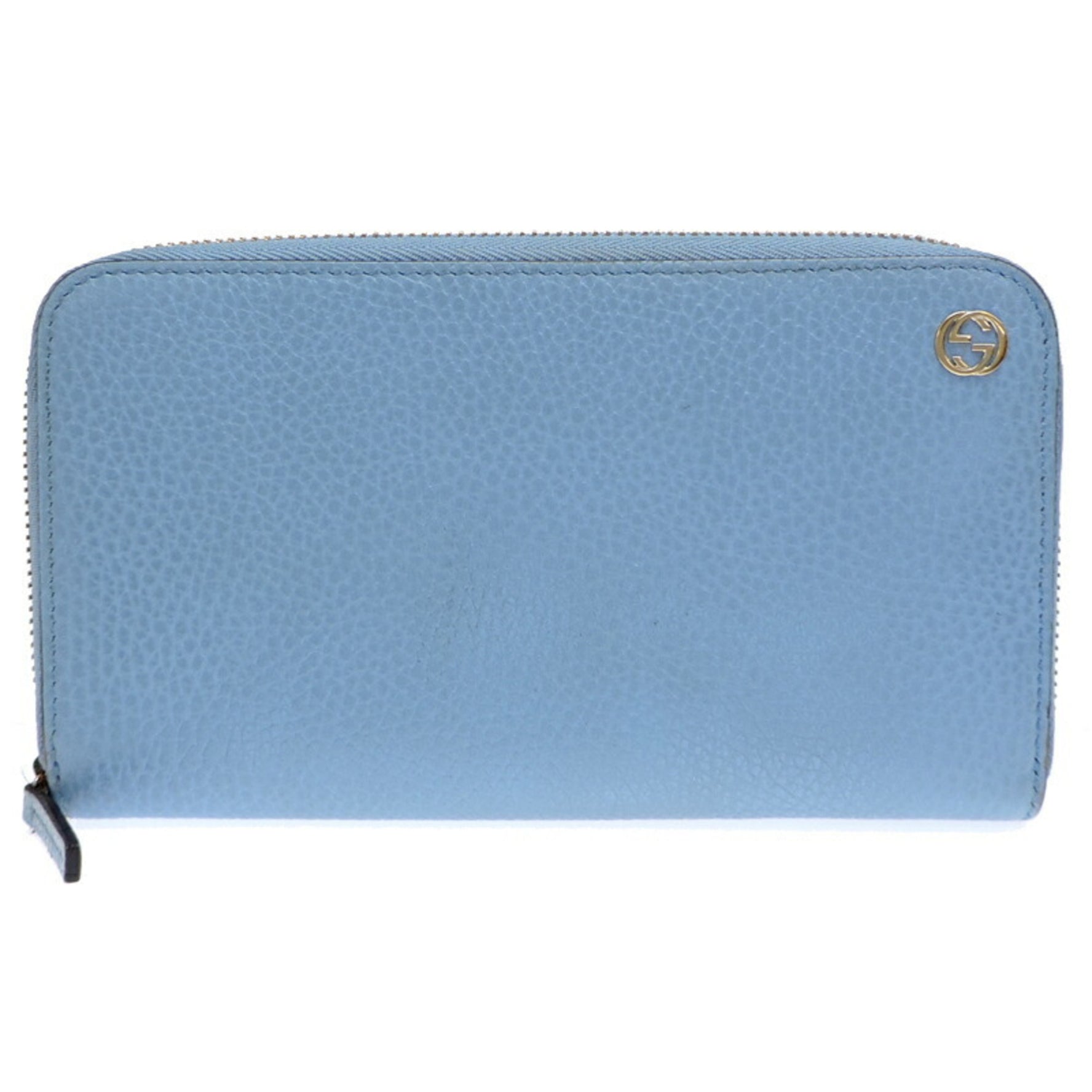 Gucci Interlocking G and Men's Long Wallet Leather Sky Blue (Blue)