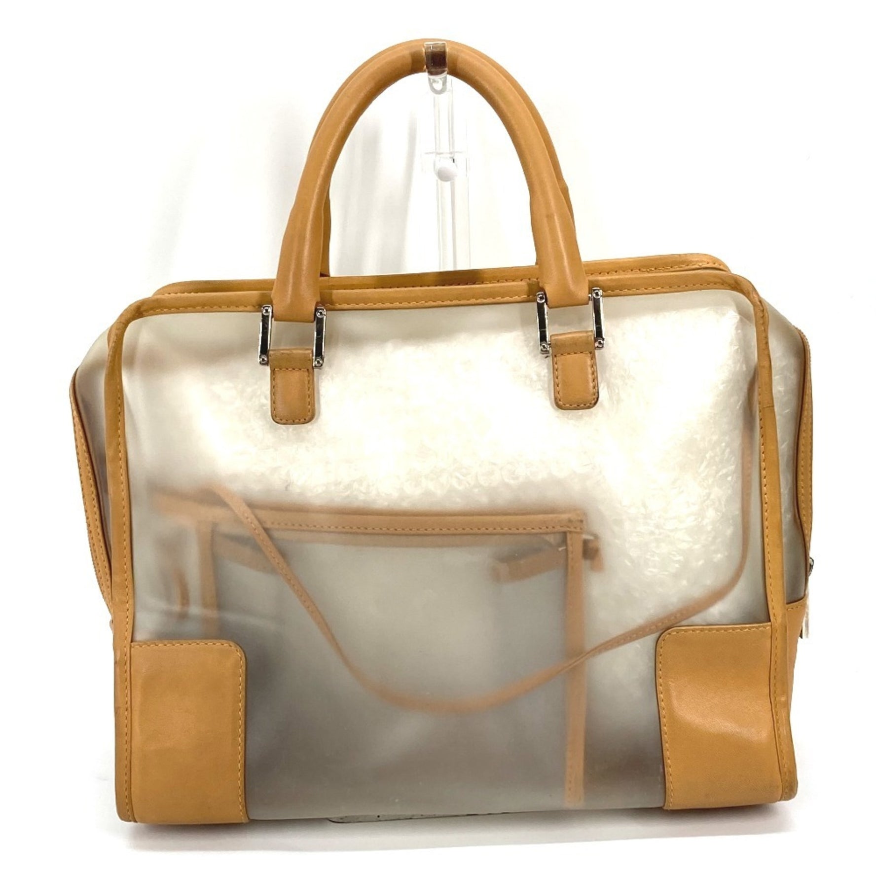 LOEWE Anagram Amazona Tote Bag (2000 pieces, limited edition) with pouch, vinyl/leather handbag, clear/brown