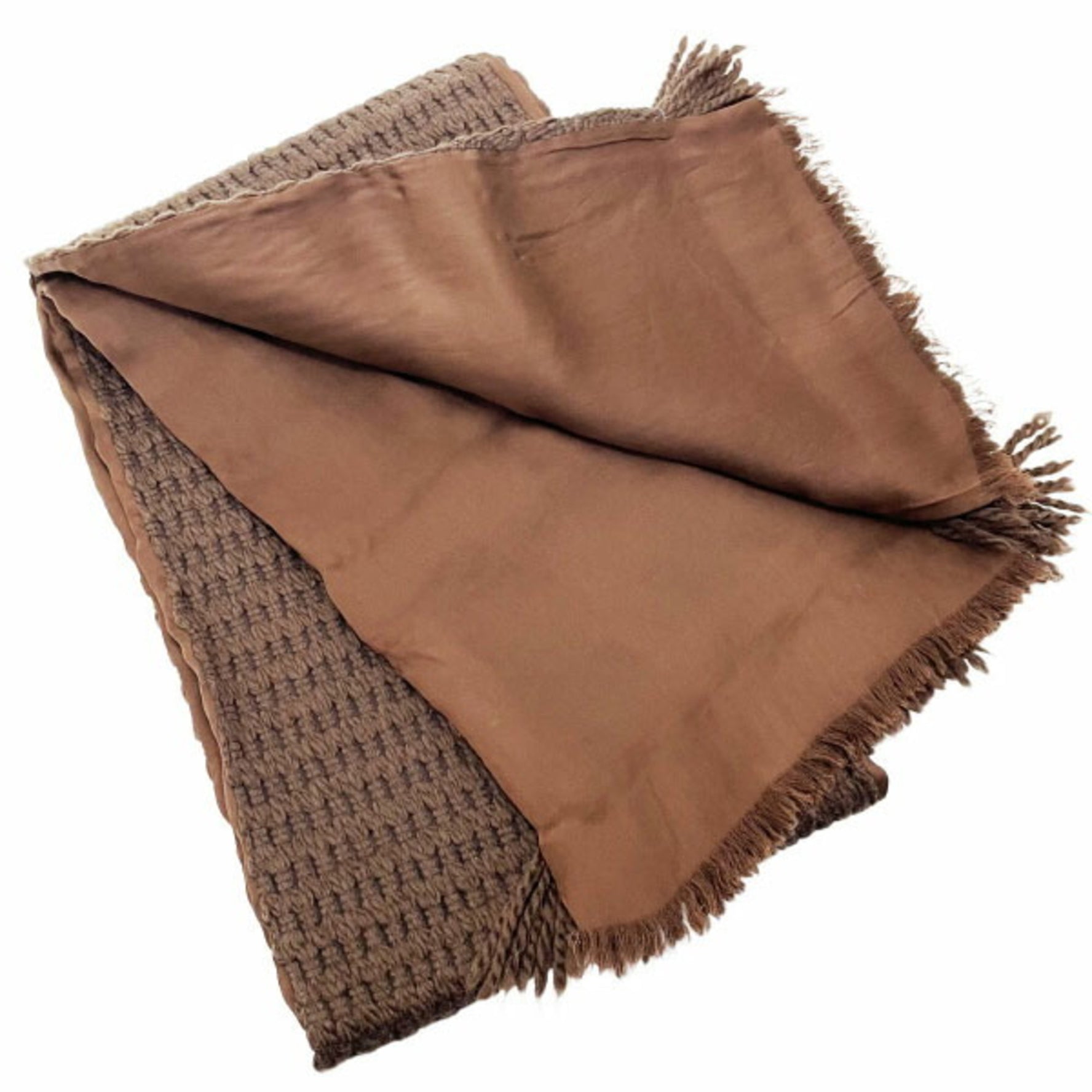LOEWE Scarf Wool Yarn Silk Dark Brown Stole Shawl