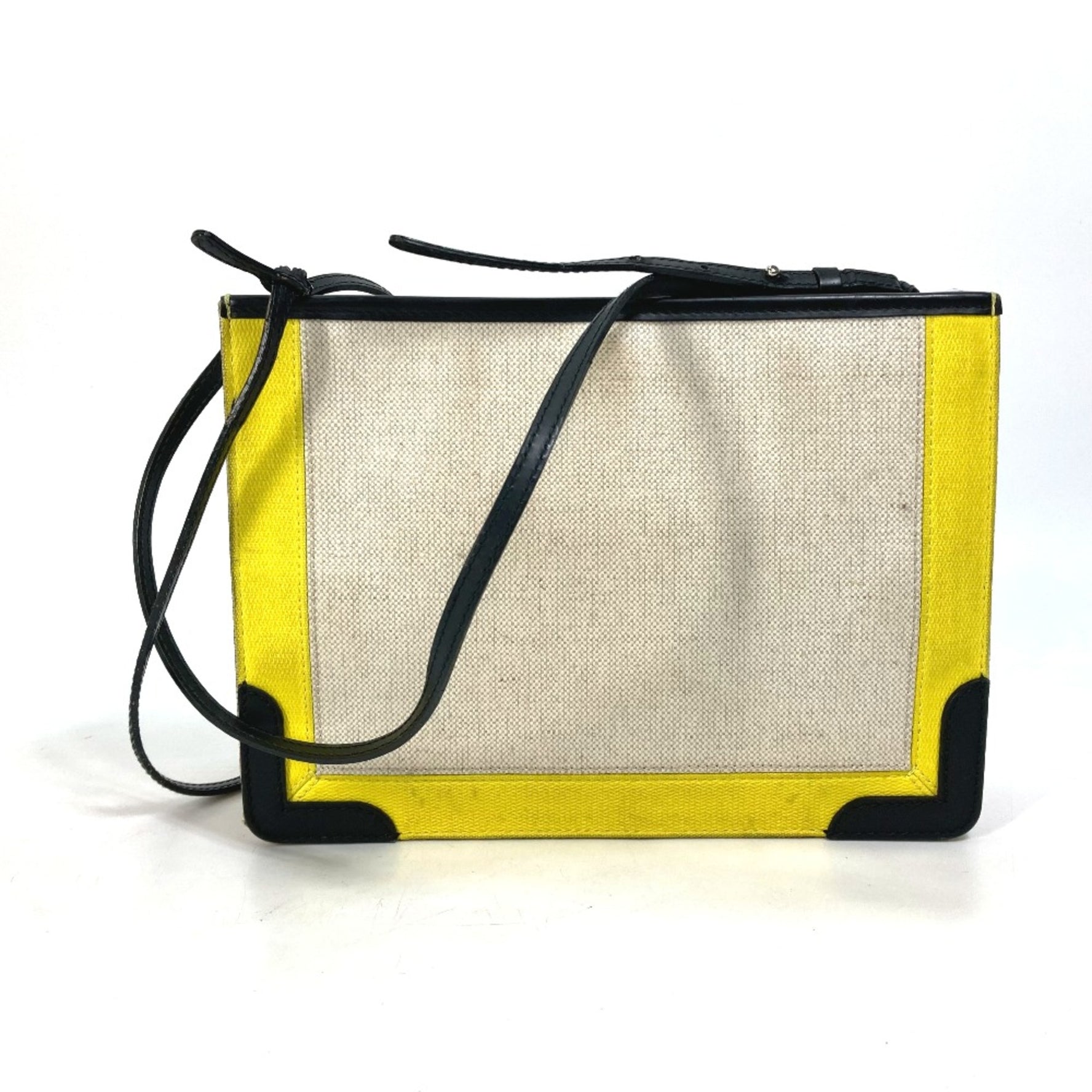 Balenciaga Crossbody Clutch bag pouch Shoulder Bag yellow Black x Beige