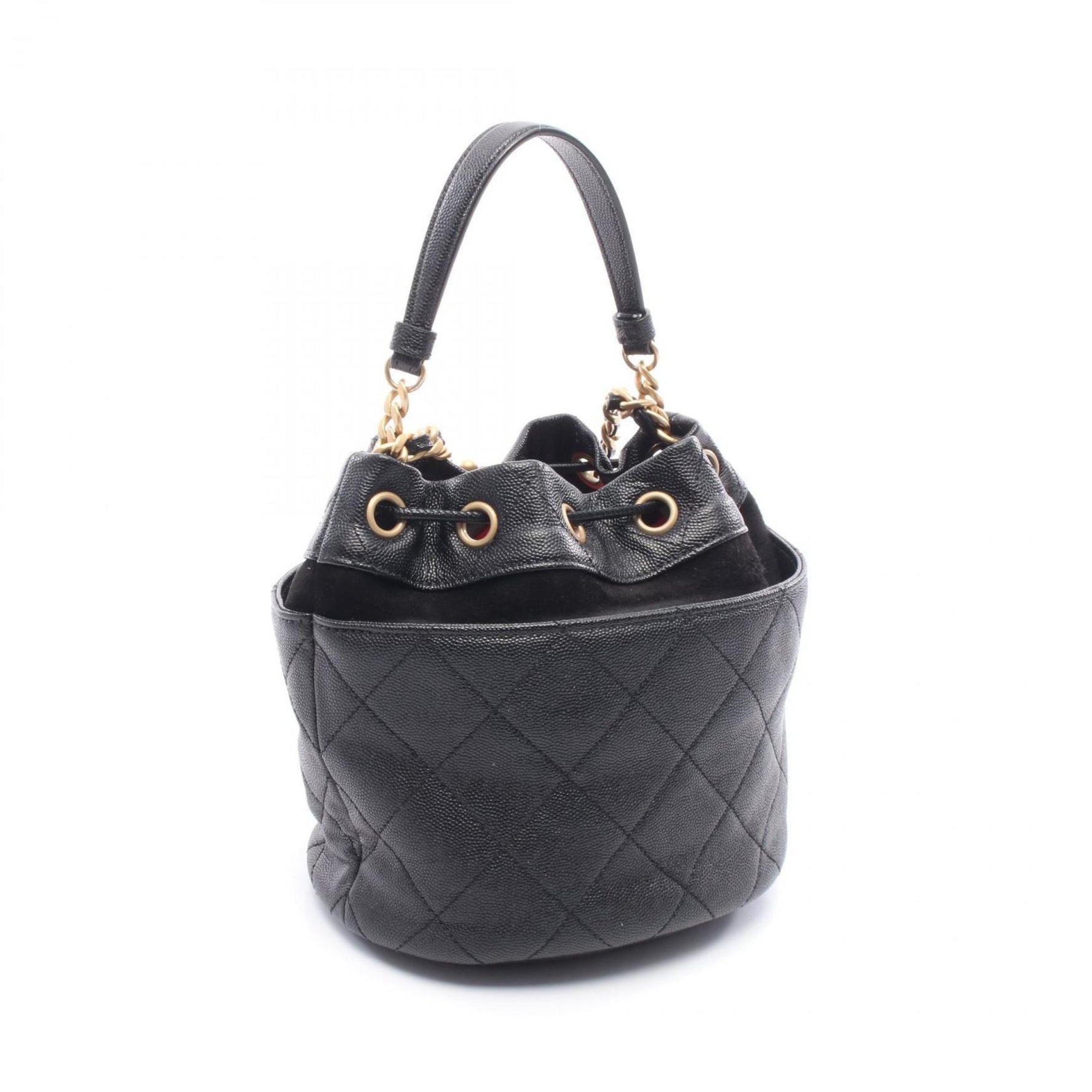 CHANEL Matelasse Mini Bucket Shoulder Bag in Grained Calfskin Caviar