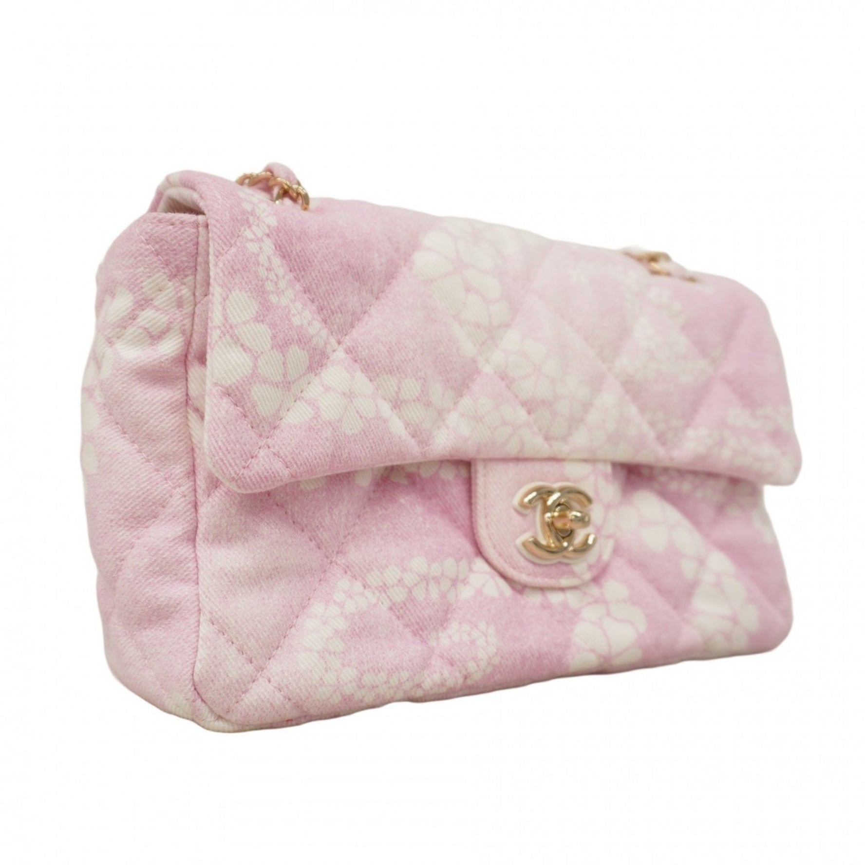 Chanel Shoulder Bag W Chain Coco Beach Canvas White Pink Champagne Women's
