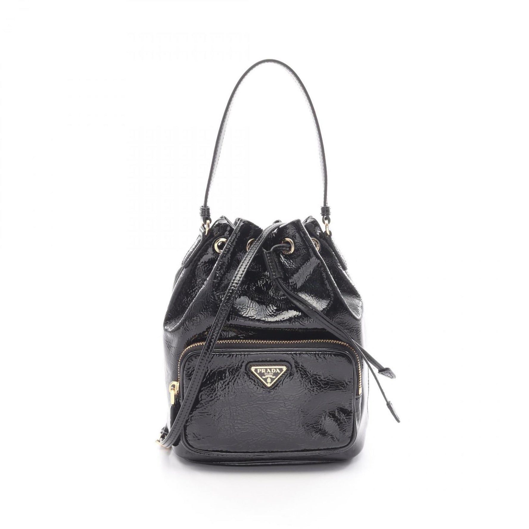 Prada Duet Naplak Patent Leather Bucket Bag