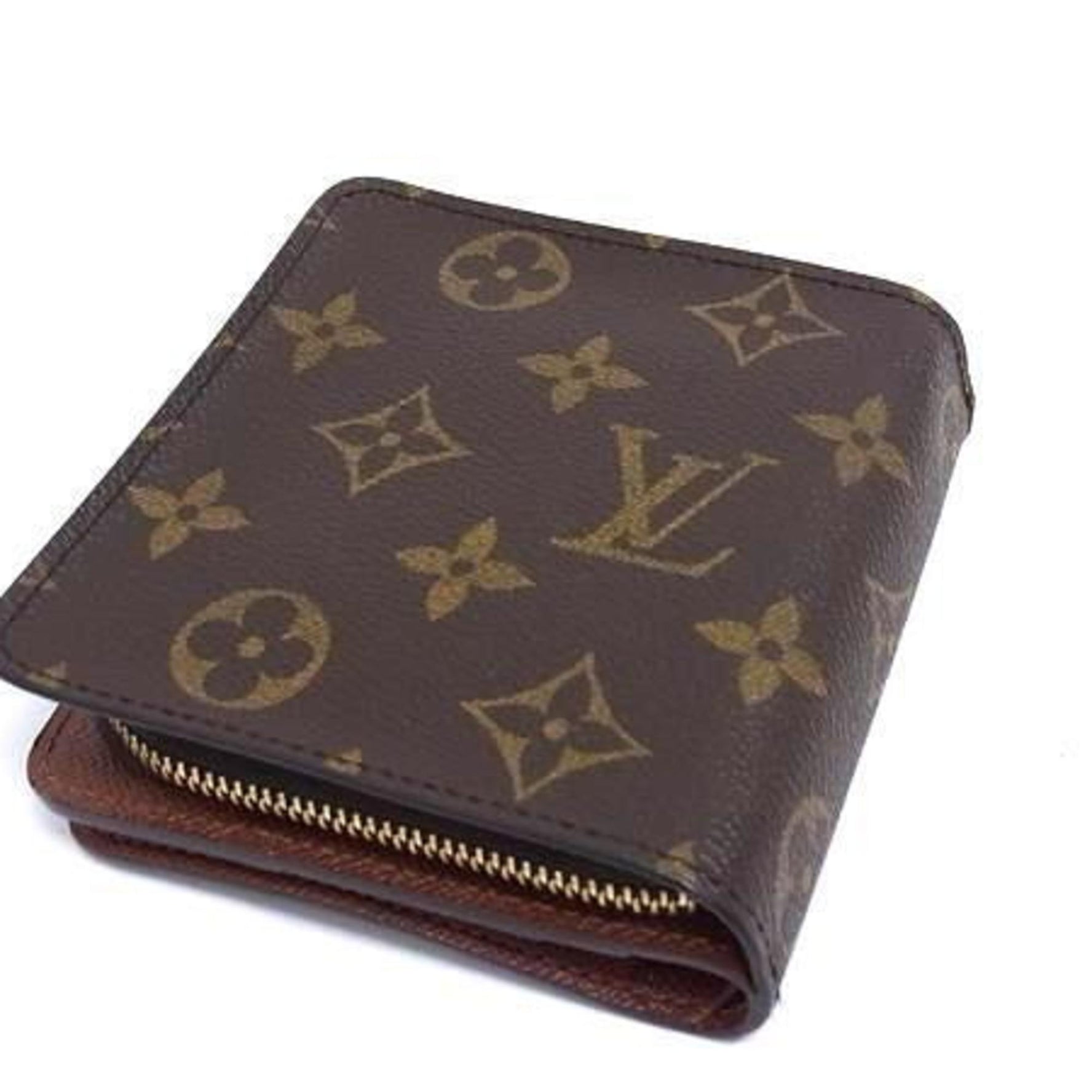 LOUIS VUITTON Louis Vuitton Compact Zip Wallet M61667 Brown Monogram Women's Bifold