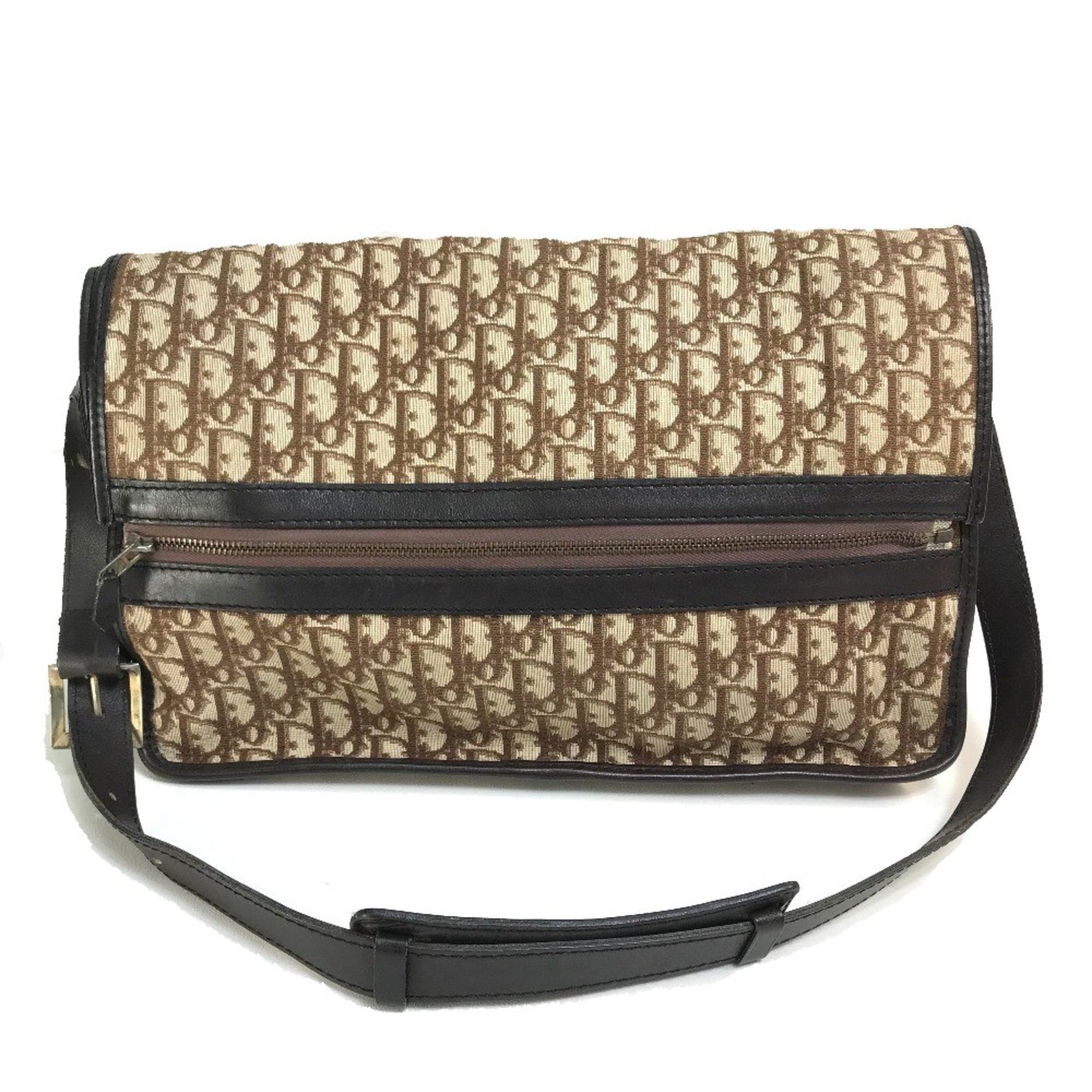 Christian Dior Christian Trotter Bag 2 stage flap Messenger Shoulder Bag Beige/Brown
