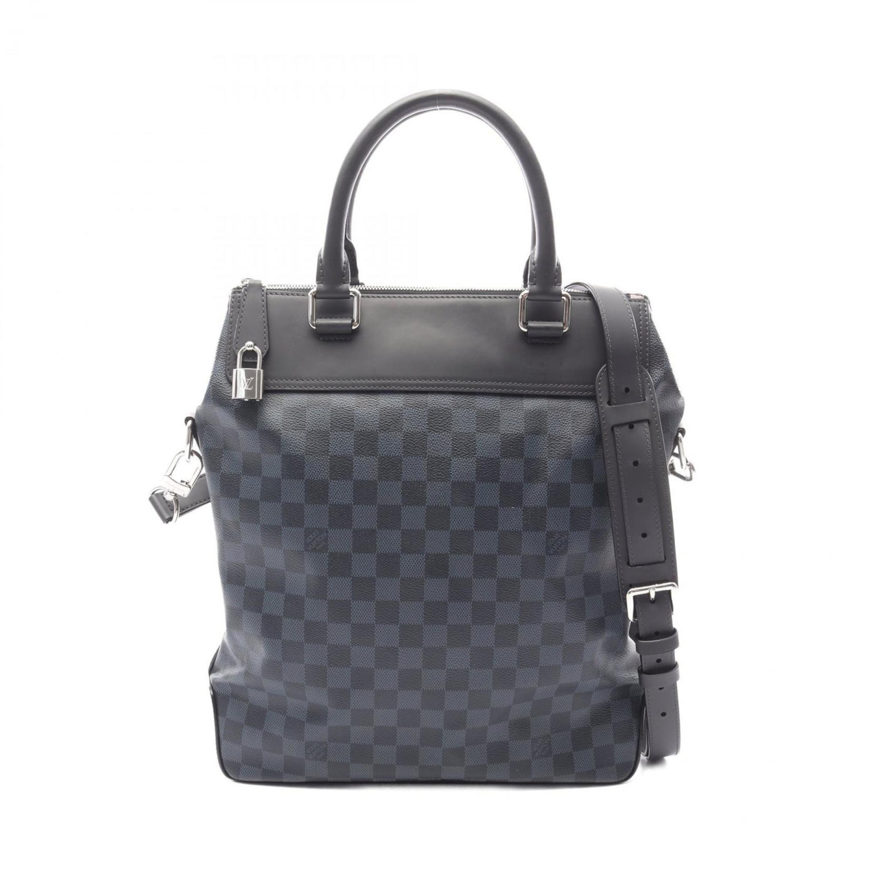 Louis Vuitton Greenwich Tote Bag, Coated Canvas and Leather, Damier Cobalt, Black Blue