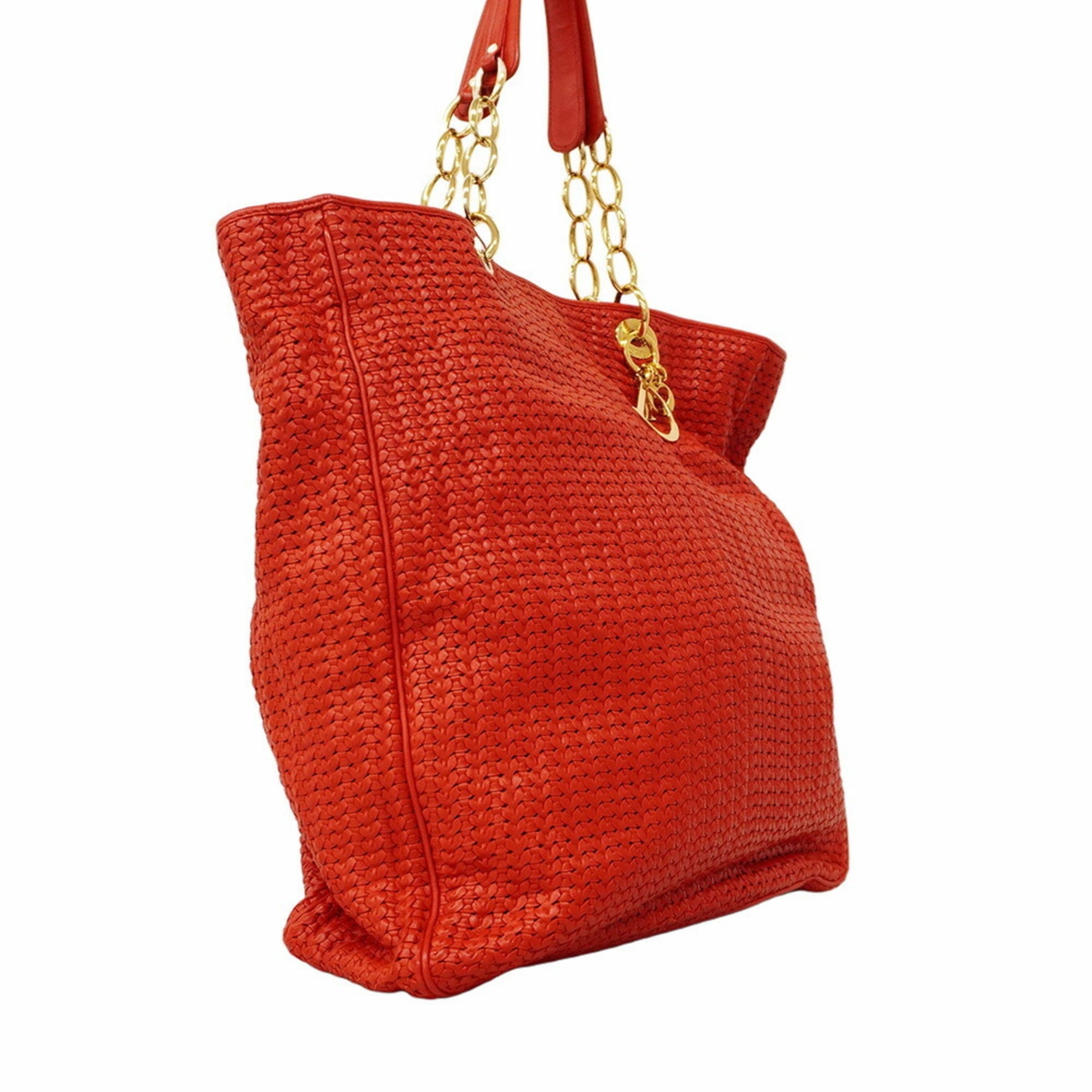 Christian Dior Tote Bag Leather Red